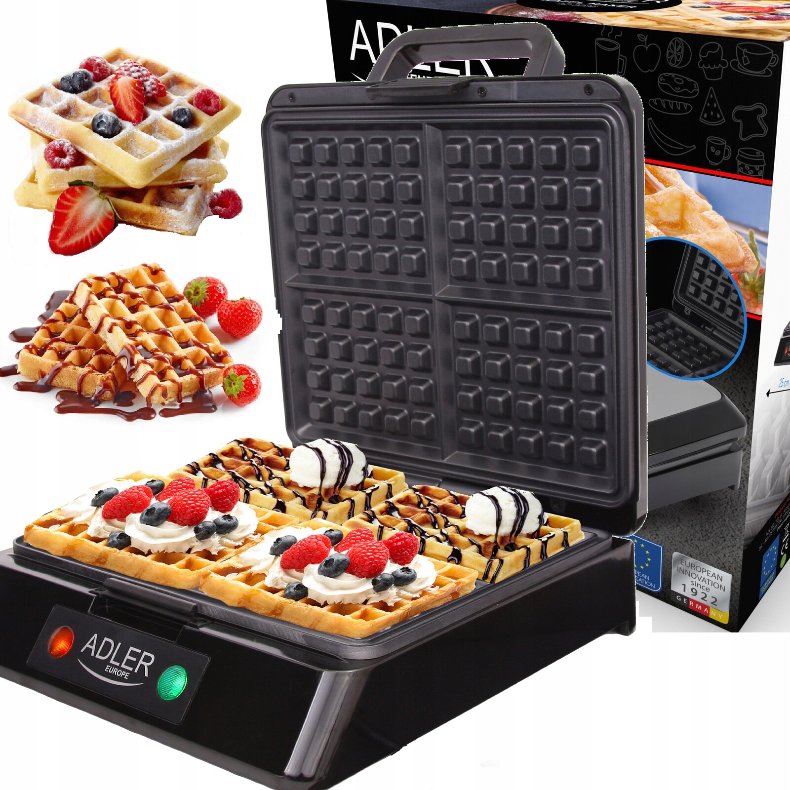 Silná Vaflovač Křupavé Vafle Adler 1500 W