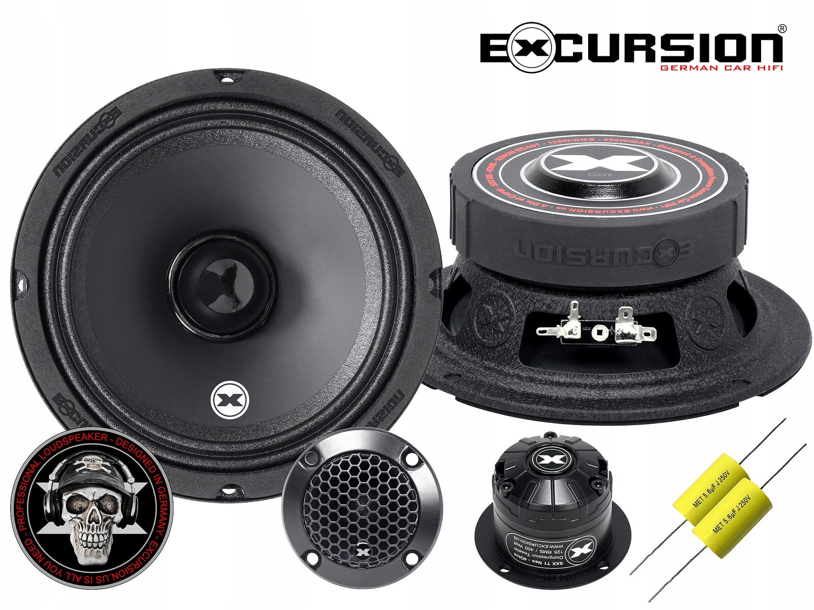 Automobilové reproduktory Excursion SXX-6C 400W woofery tweetery kondenzátory
