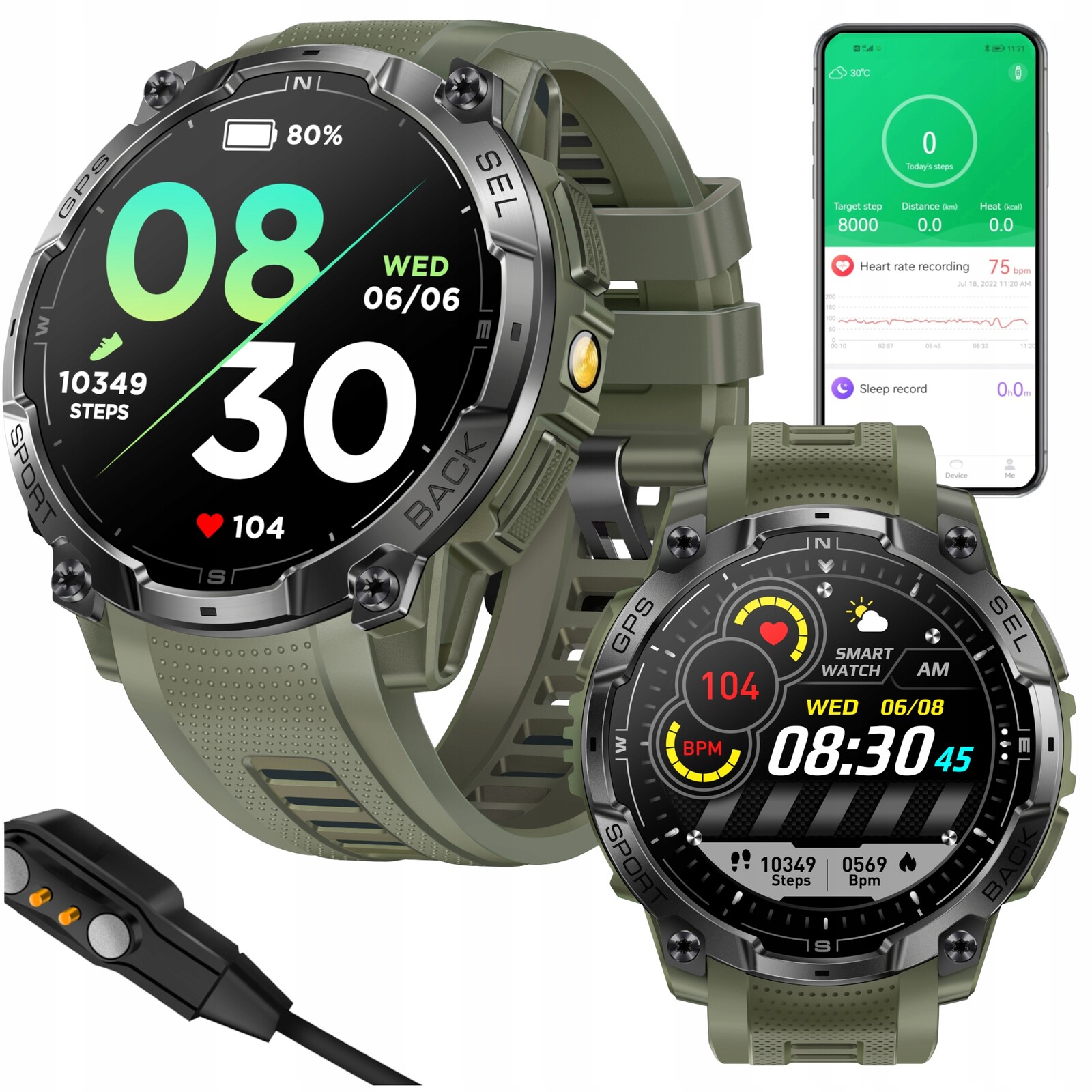 Smartwach pánské Gps sportovní hodinky Amoled Vojenský GlacierX Monolith