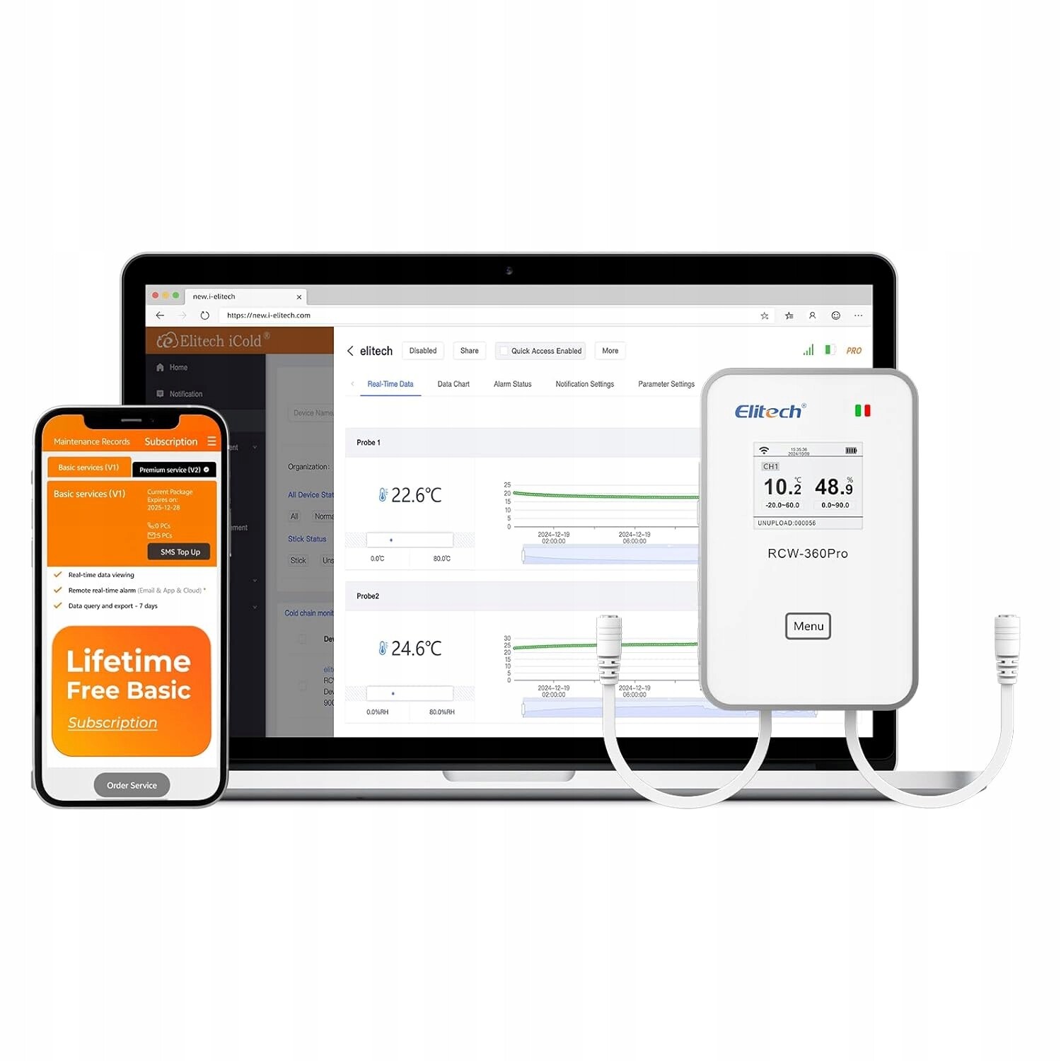 Elitech WiFi RCW-360Pro-W-DC Digitální záznamník dat