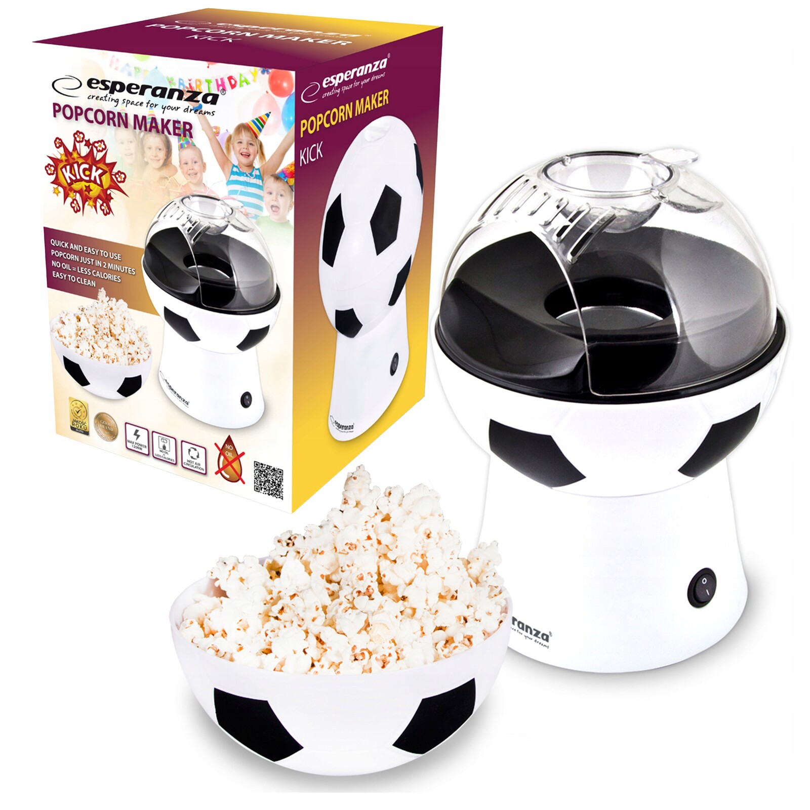 Zařízení na popcorn Esperanza EKP007 bílé 1200 W