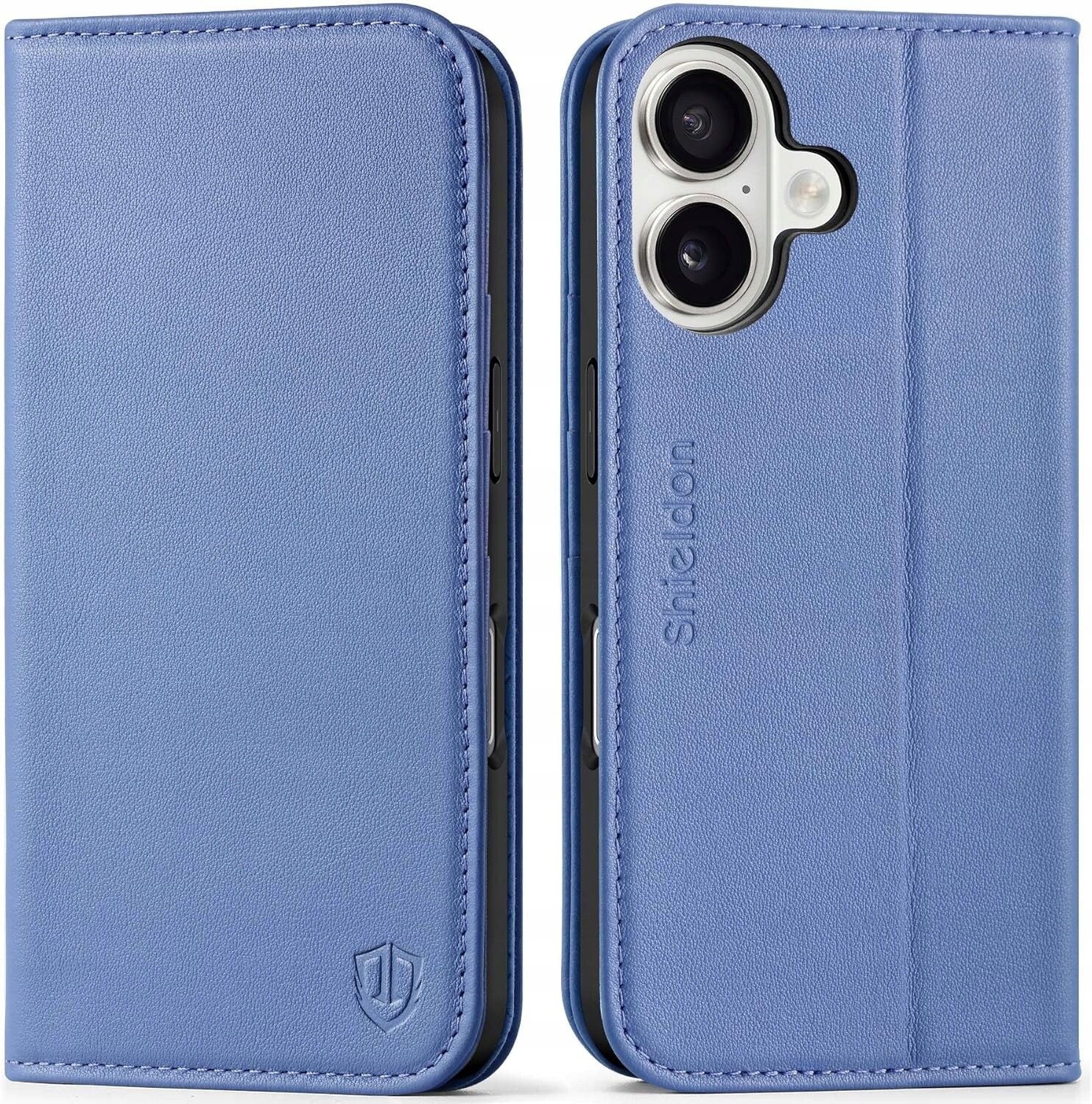 Flipové pouzdro Peněženka Pravá Kůže Shieldon pro Apple iPhone 17 fialová