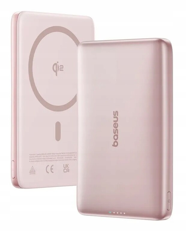 Powerbanka Baseus PicoGo AM41 Ultra-Slim Qi2 Magnetic 10000mAh 27W Růžová