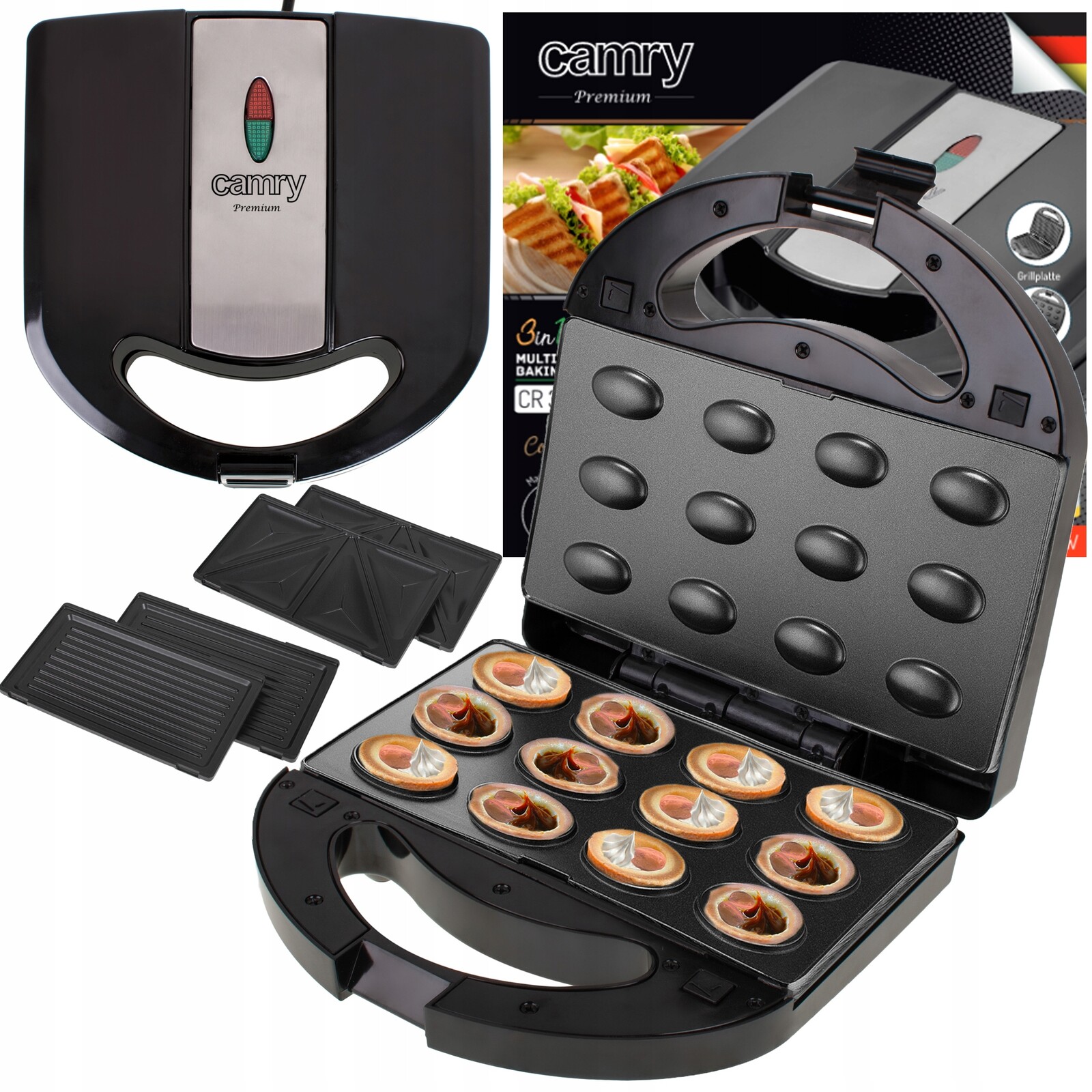 Sendvičovač Camry Cr 3063 černý 1000 W