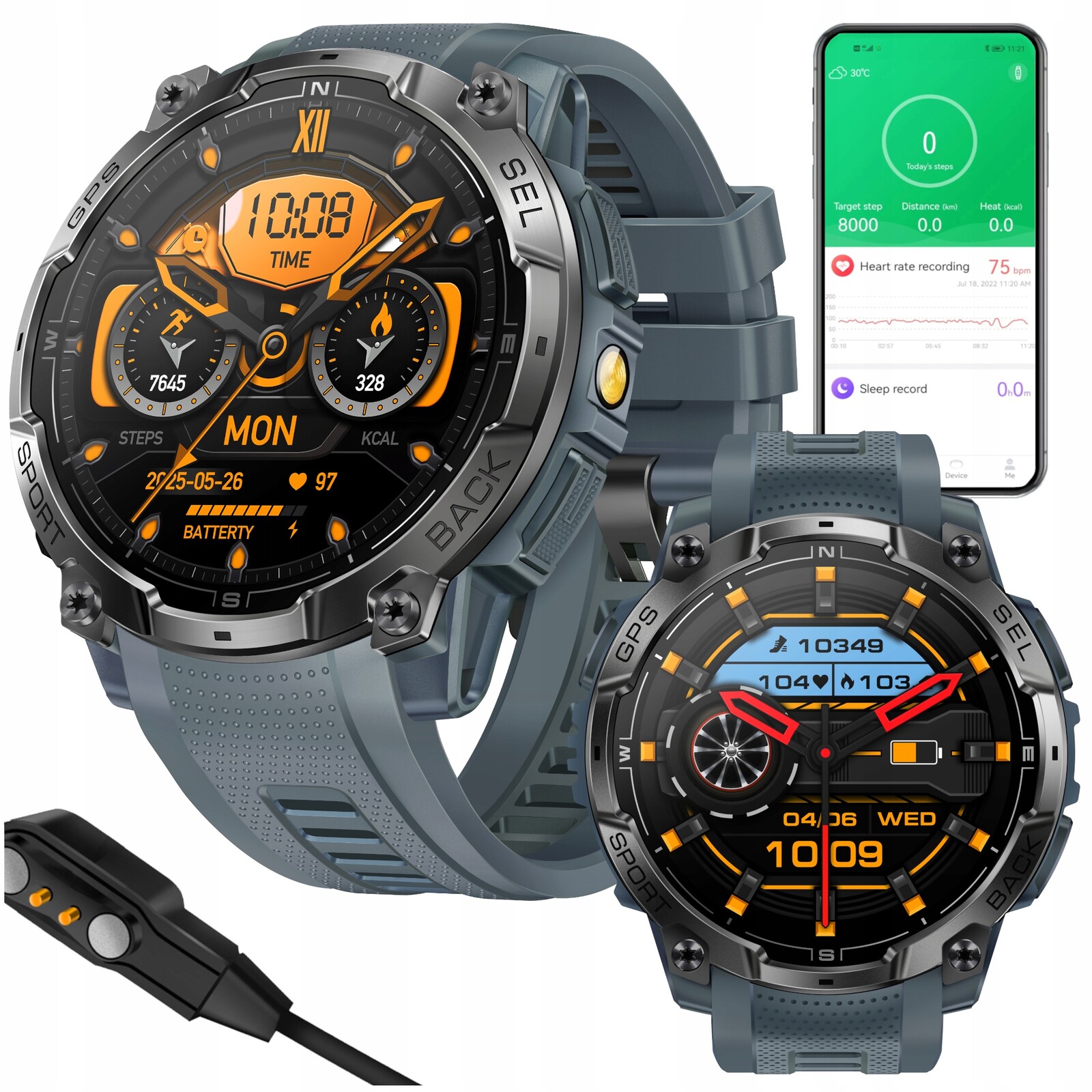 Smartwach pánské Gps sportovní hodinky Amoled Vodotěsné GlacierX Monolith