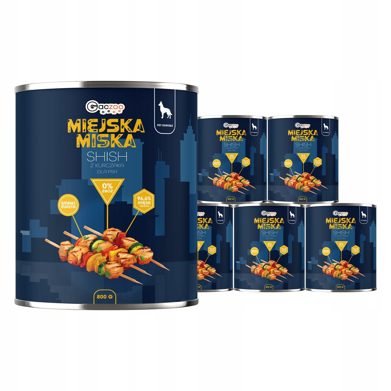 Krmivo pro psa Městská miska Gaczoo Shish s kuřecím masem 6 x 800 g bez obilovin