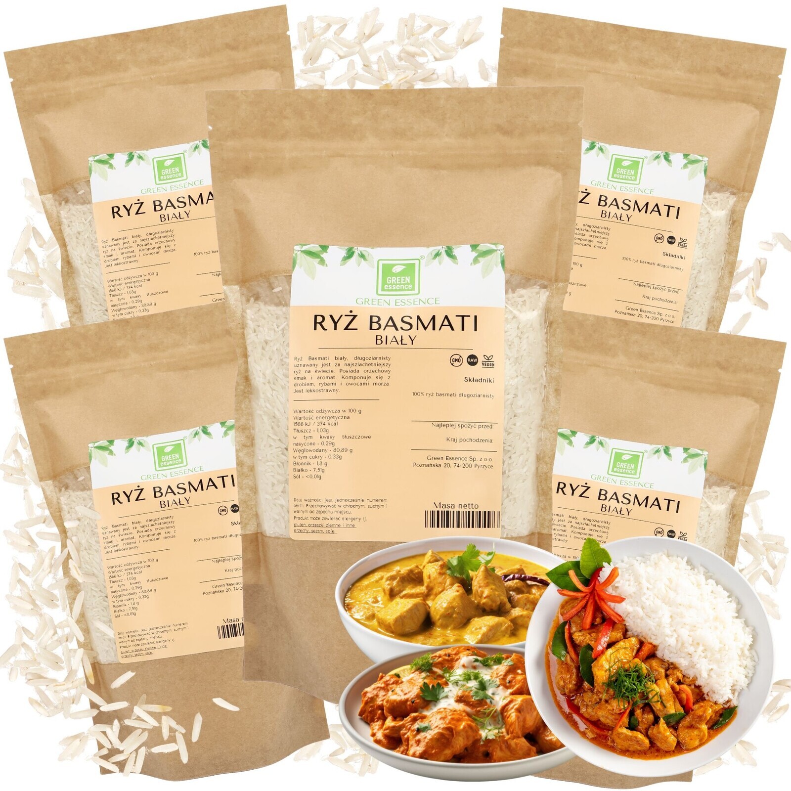 Rýže Basmati Bílá dlouhozrnná 5kg přírodní, čerstvá, dlouhá sada 5x 1kg