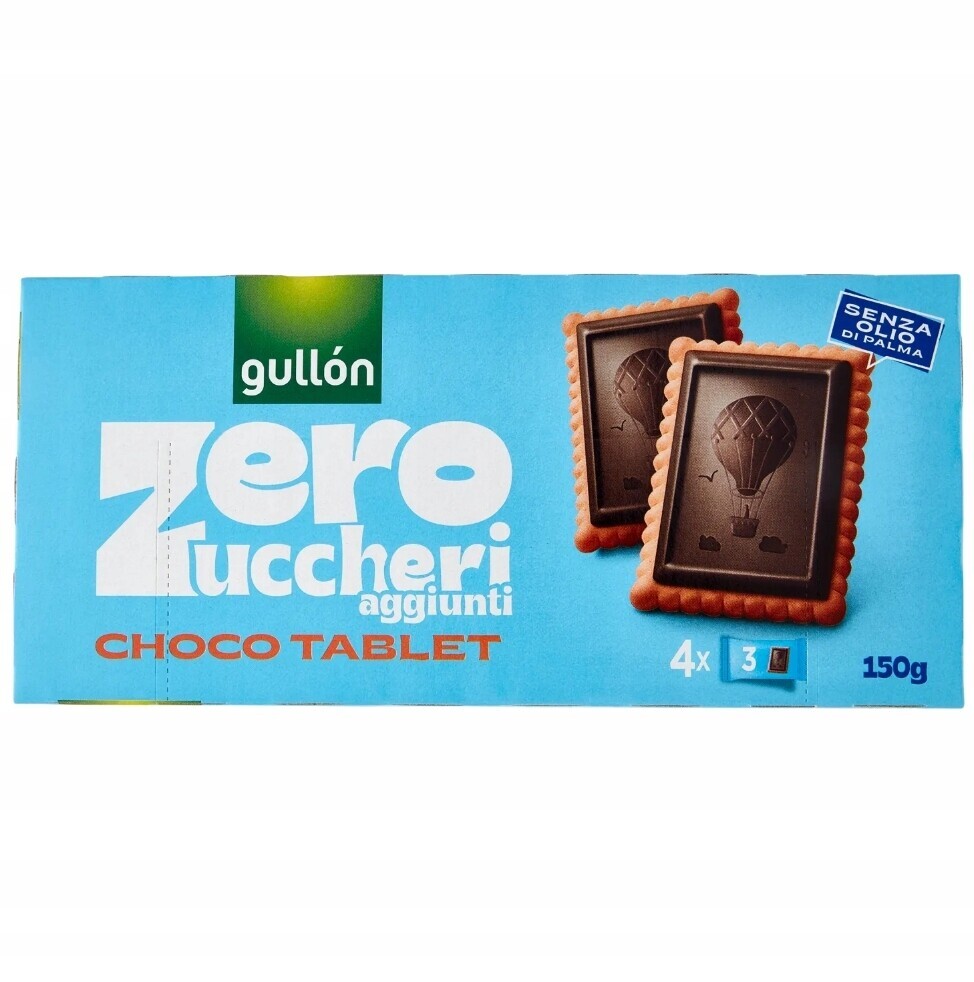 4x Sušenky Zero Zuccheri aggiunti Choco Tablet 150 g Gullon