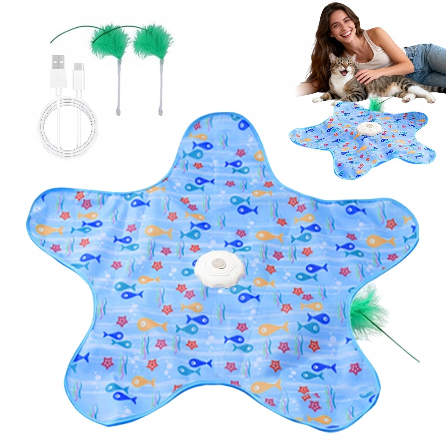 Interaktivní Hračka Pro Kočky Otočná Pomůcka – Hračka Modrá