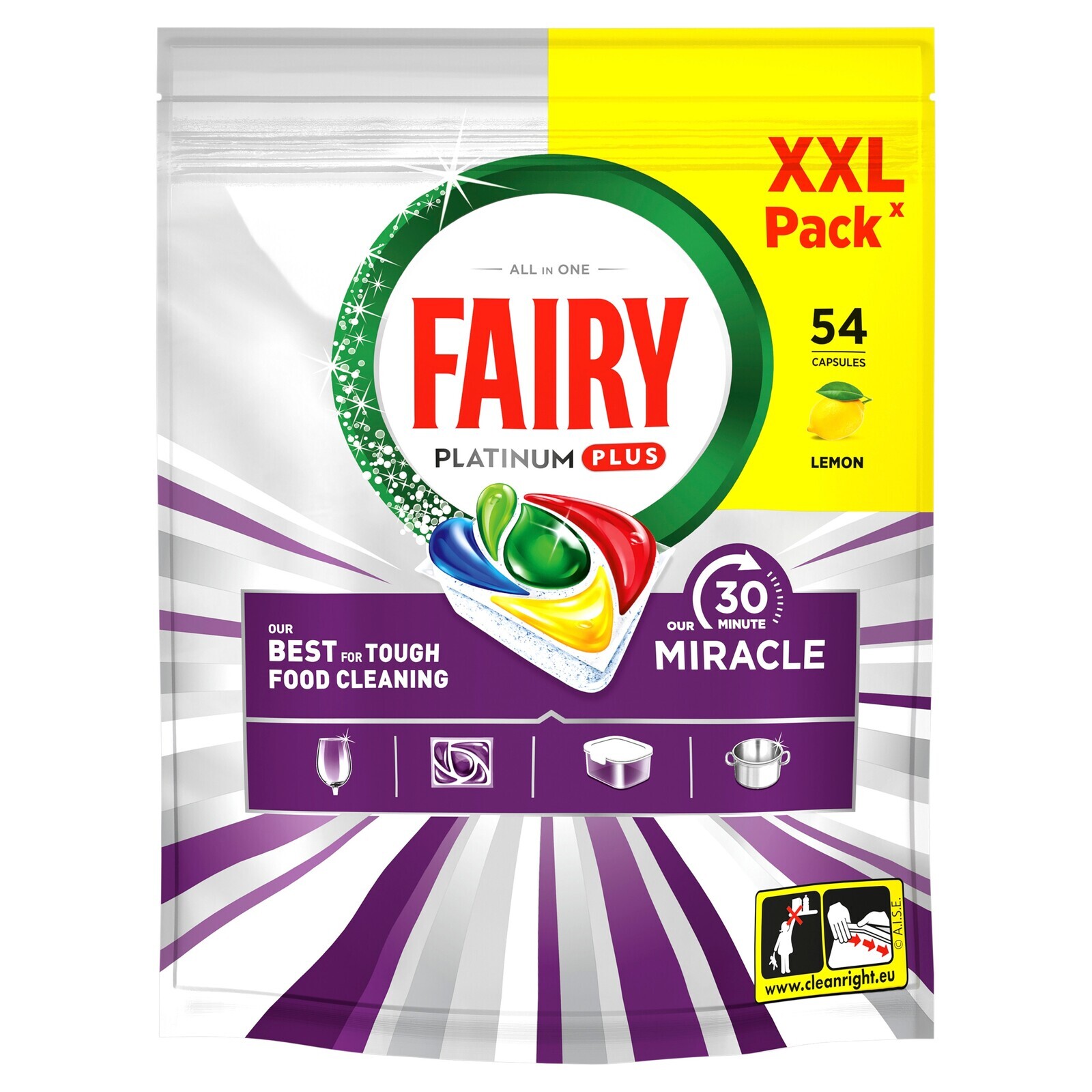 Fairy Kapsle do myčky nádobí Platinum Plus 30 minut Lemon Sada 2x54 ks