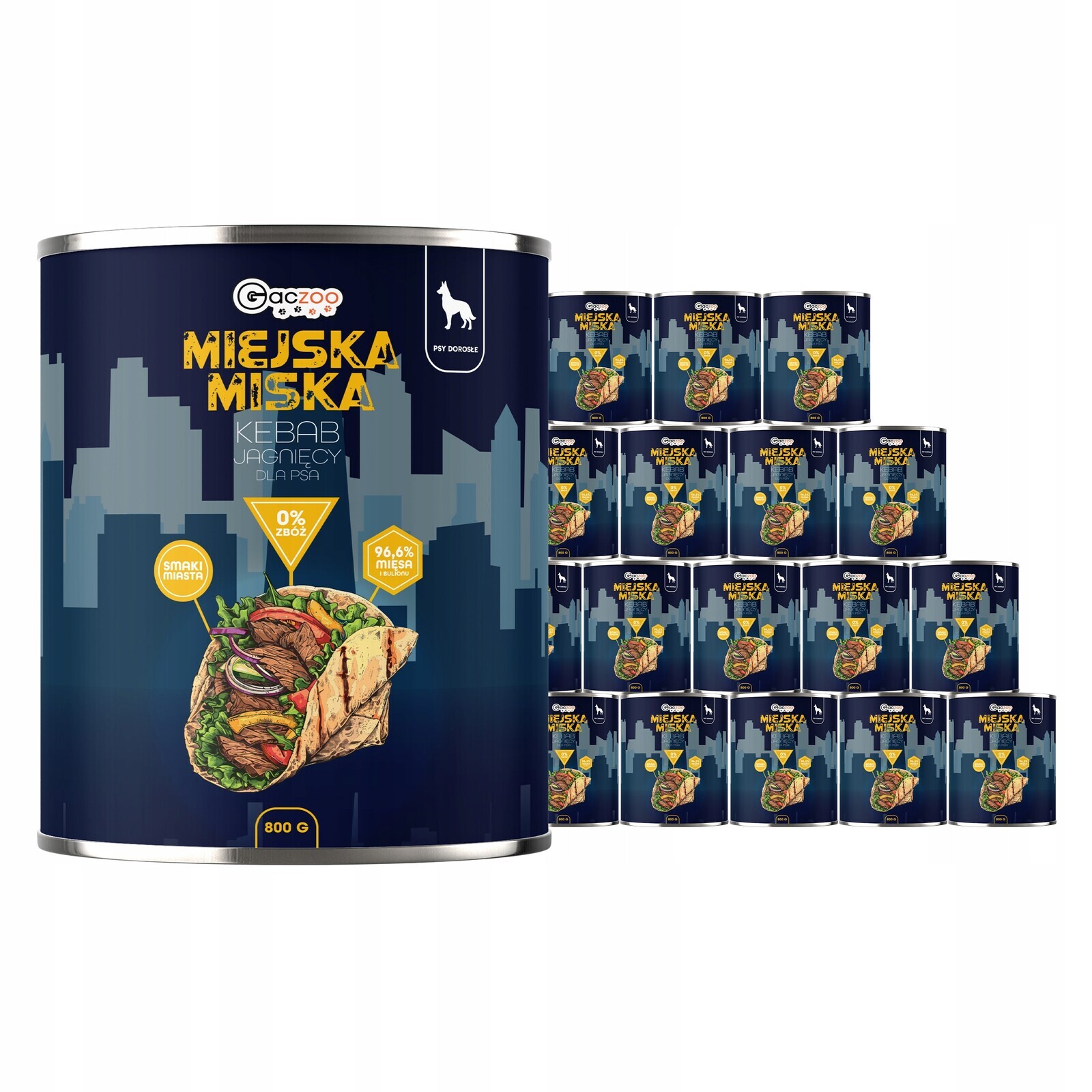Krmivo pro psa Městská miska Gaczoo Jehněčí kebab 18 x 800 g