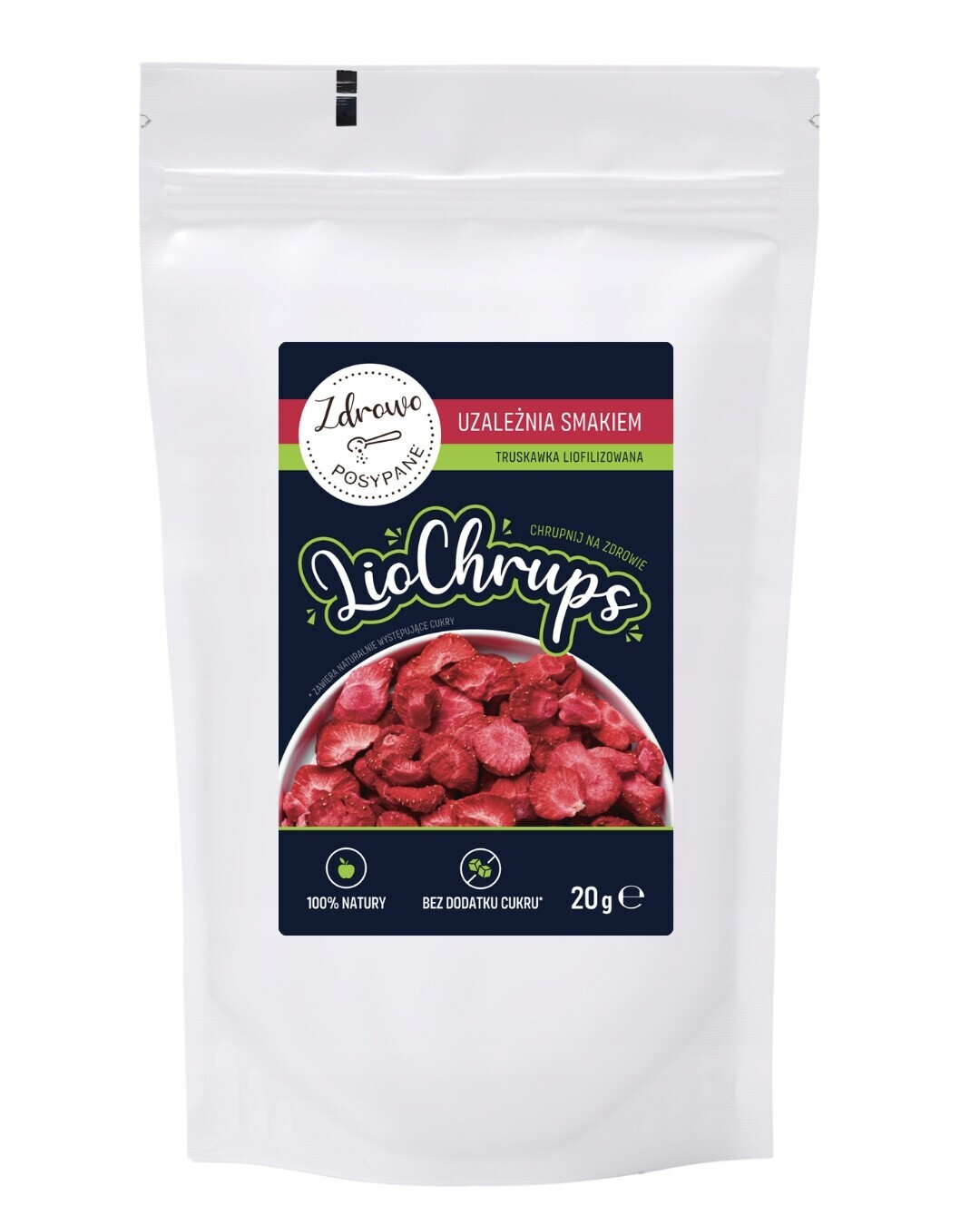 4x Zdrowo Posypane LioChrups lyofilizované jahody 20 g