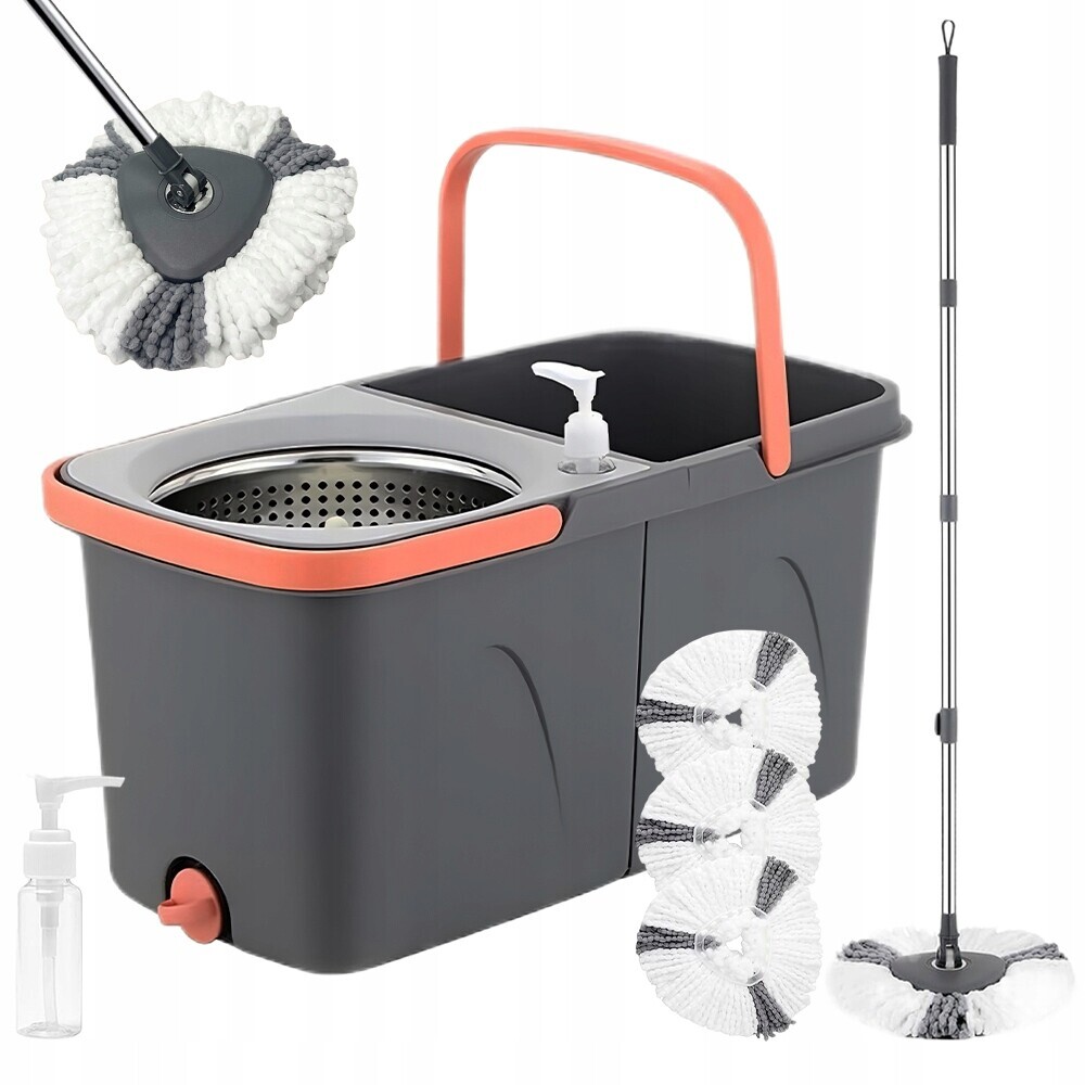 Mop S Hlavicí 360 S Kbelíkem 2V1 Sada Se 3 Mikrovláknovými Nástavci