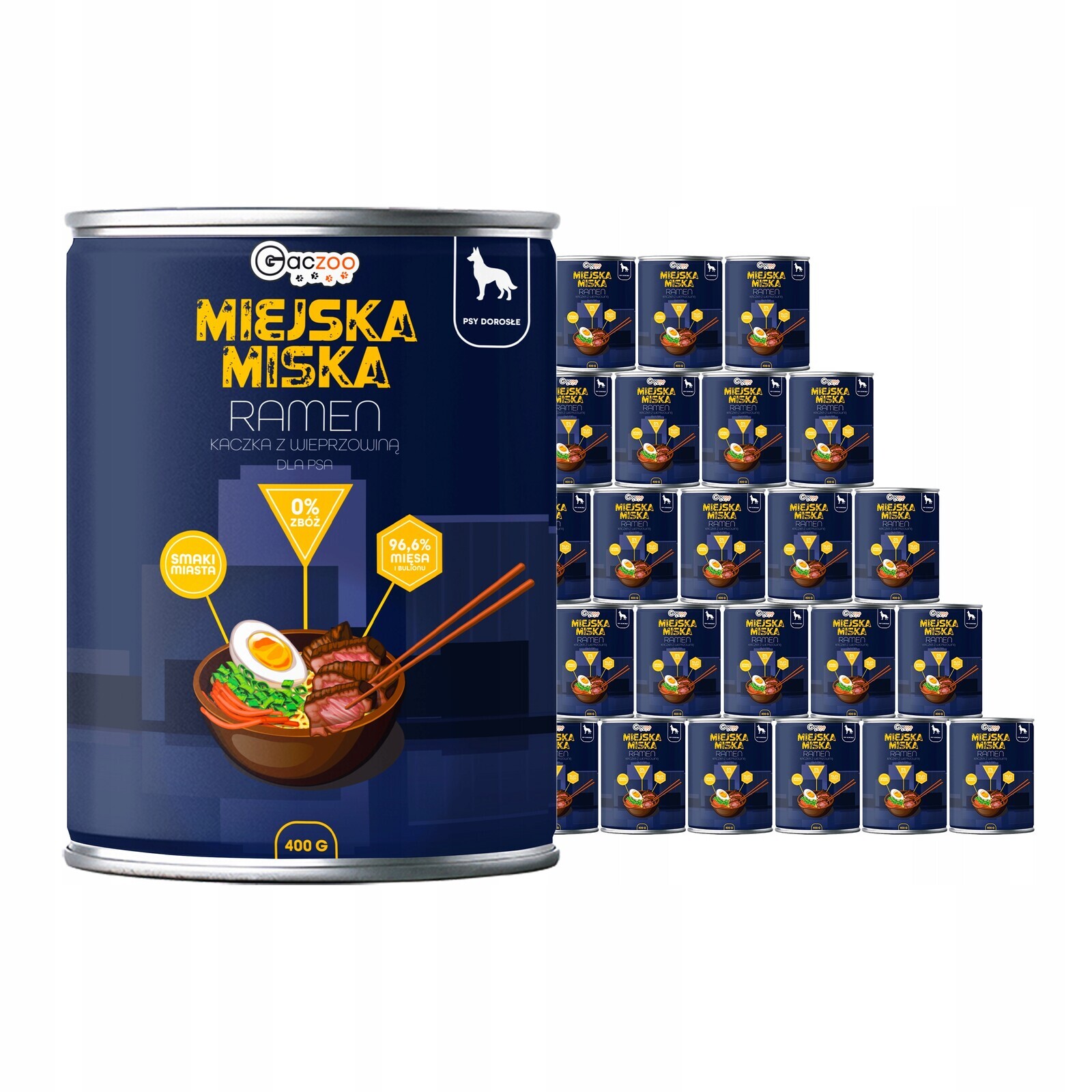 Krmivo pro psy Městská miska Gaczoo Ramen 24 x 400 g bez obilovin