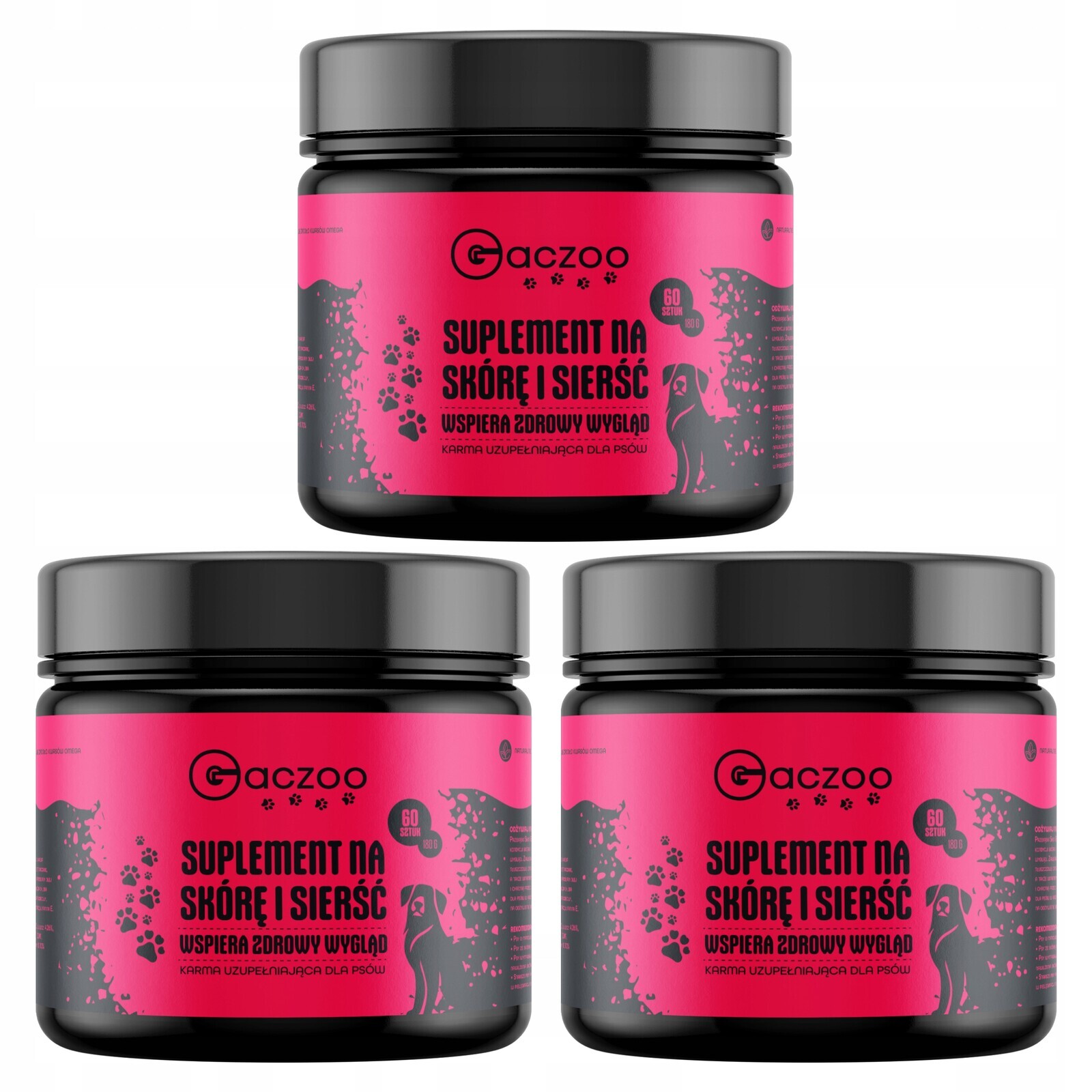 Doplněk pro psa Gaczoo Na kůži a srst 180 ks 3 x 180 g zdravá lahůdka