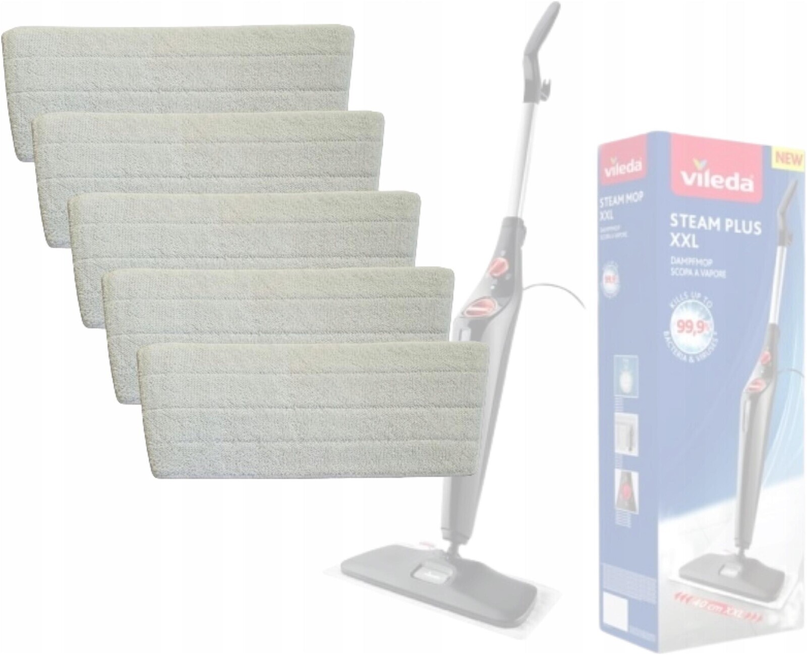 5X Vložka Do Parního Mopu Vileda Steam Plus XXL 40 cm mikrovlákno