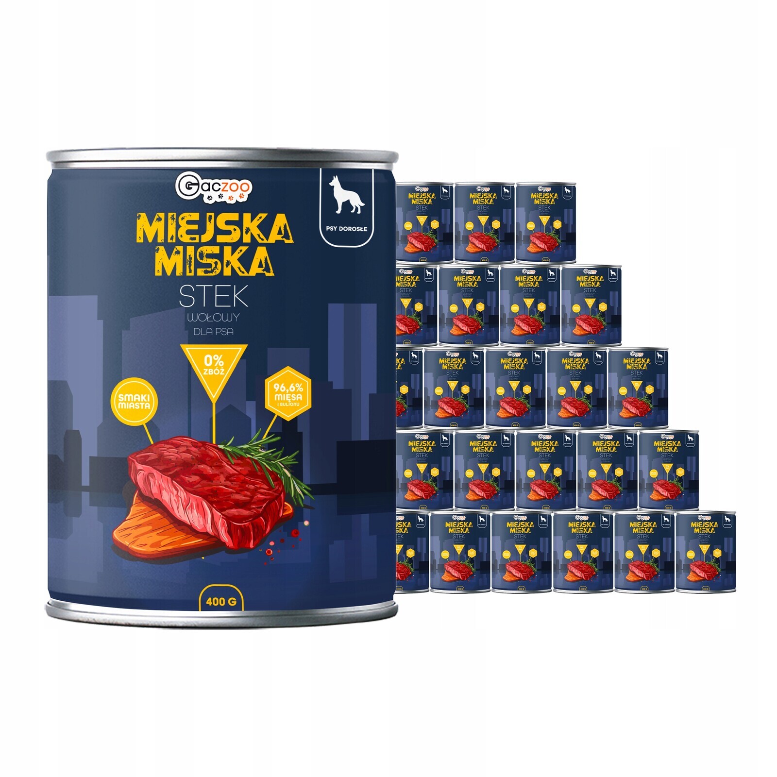 Krmivo pro psa Městská miska Gaczoo Hovězí steak 6 x 400 g bez obilovin