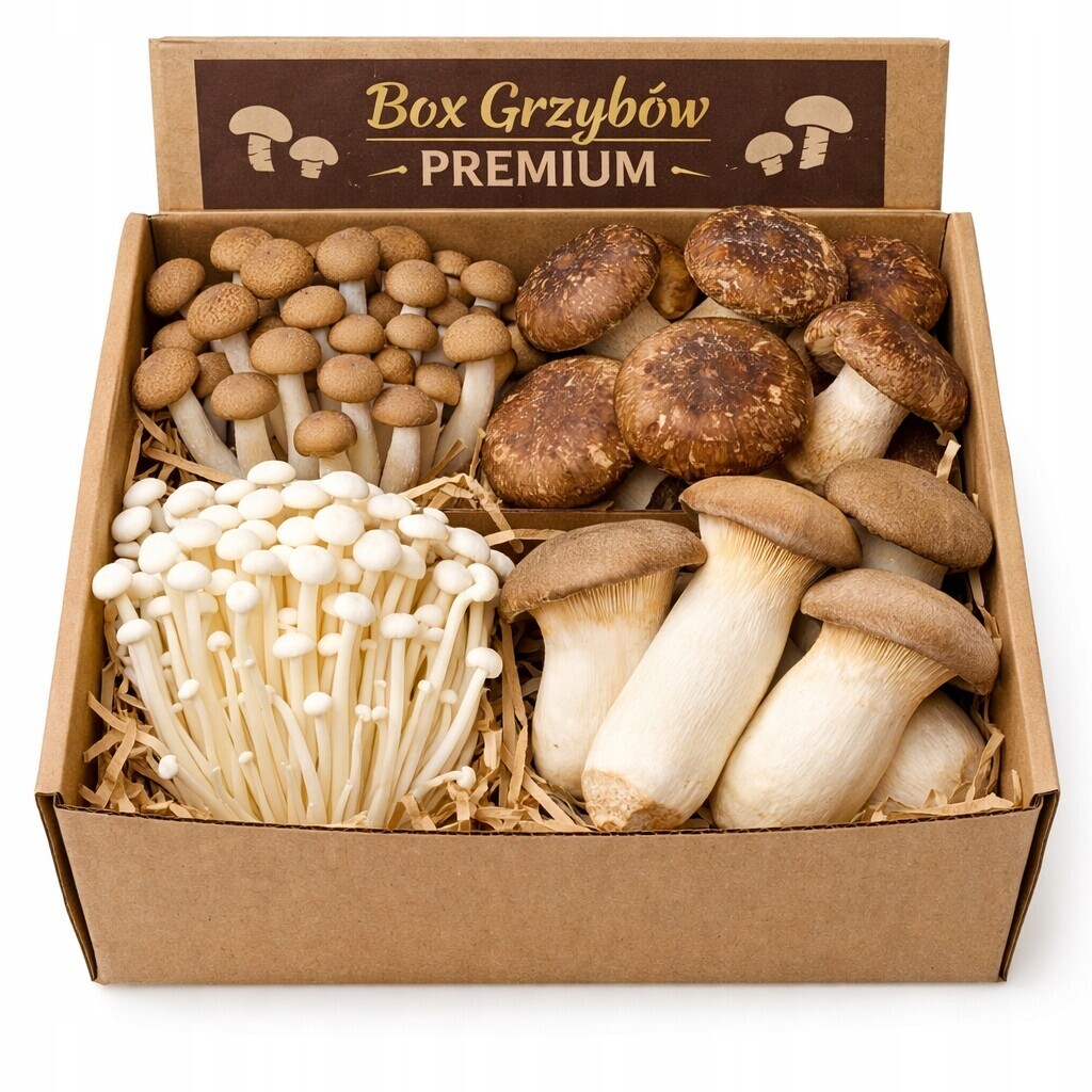 Box na houby Premium (Shimeji, Shiitake, Enoki, Mikulášská hlíva)