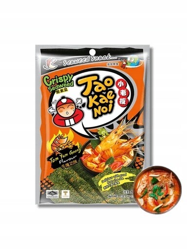4x Tao Kae Crispy Seaweed Tom Yum Goong thajské chipsy nori 32g