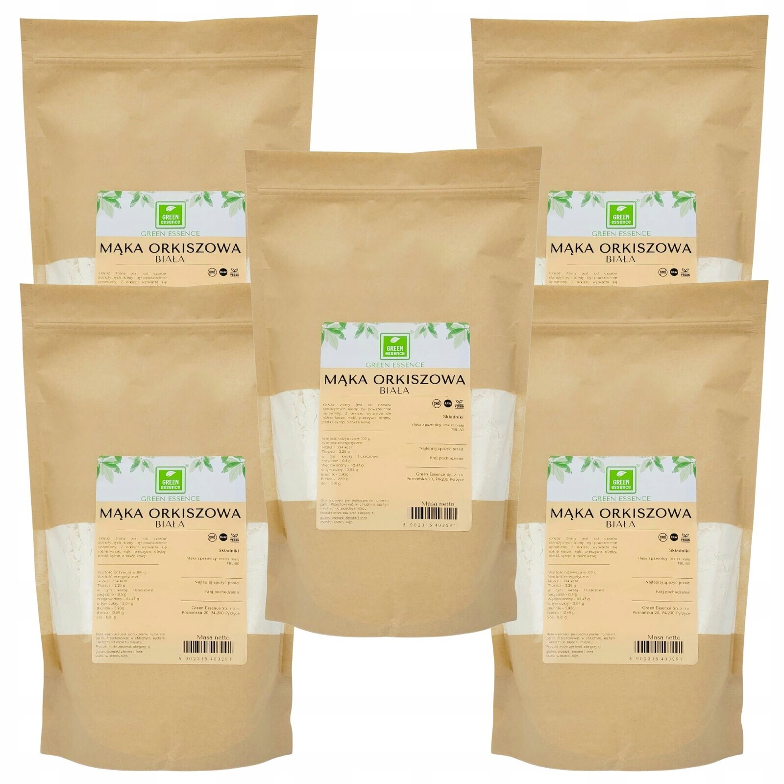 Špaldová mouka světlá bílá 5 kg na chlebový chléb 5 x 1 kg Přírodní