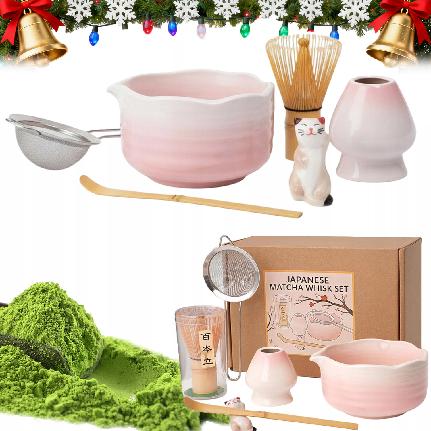 Růžová Sada Na Matcha S Metličkou A Dárkovou Krabičkou