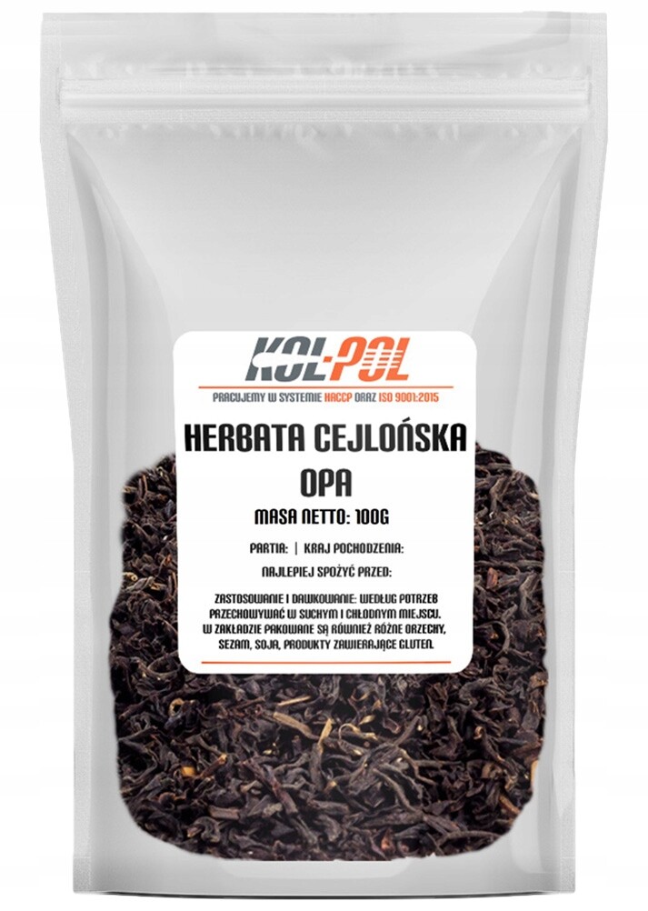Čaj Černý Ceylon Op 100g Listnatý přírodní cejlonská kvalita Kol-Pol