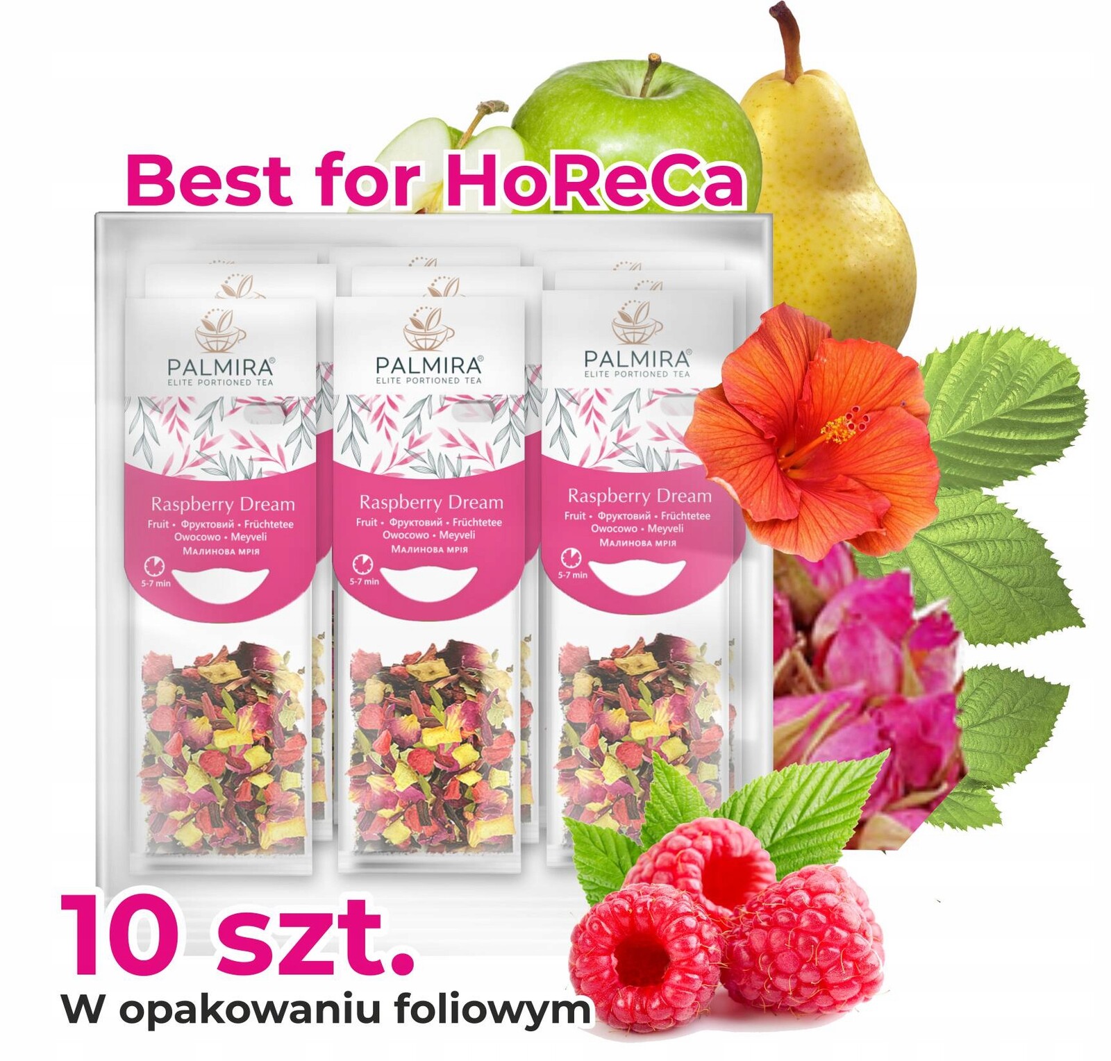 Čaj malinovo-hruškový ovocný čaj Raspberry Dream Palmira 10 Ks