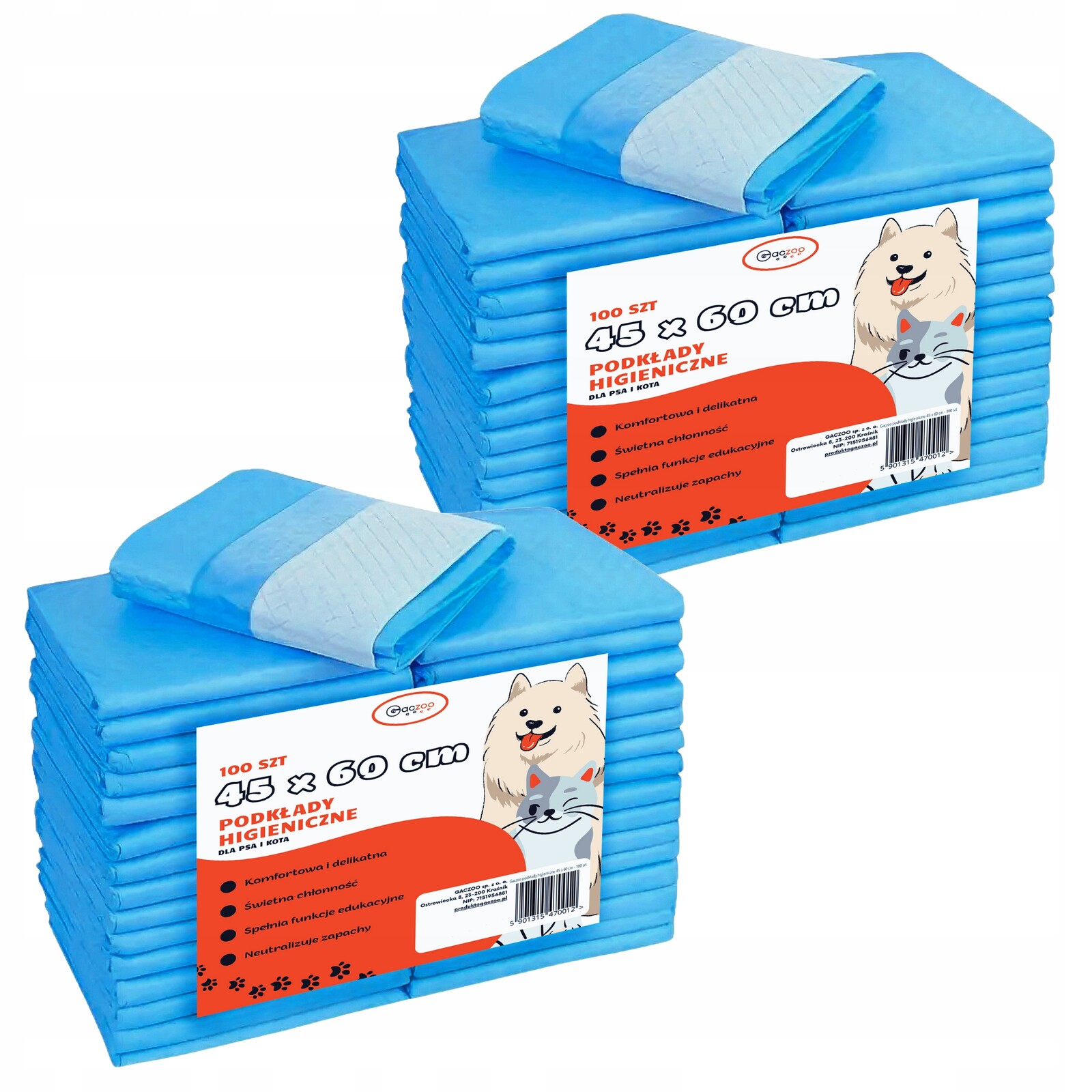Hygienické podložky pro psa a kočku absorpční podložky 45 x 60 cm 200 ks Gaczoo