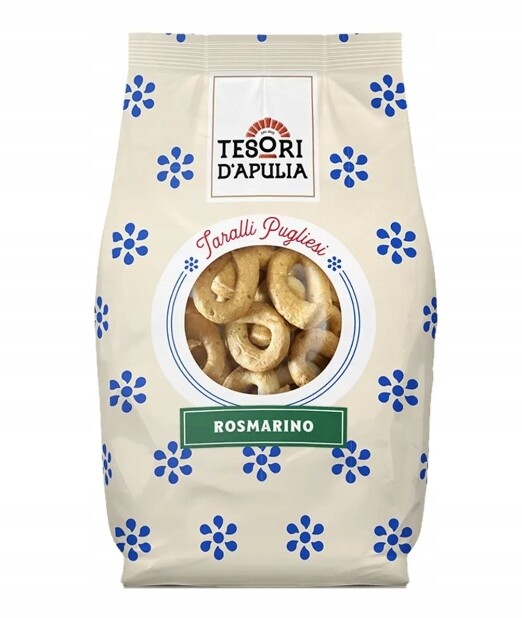4x Rozmarýnové sušenky Tarallini Rosmarino 400 g Tesoria D'Apulia