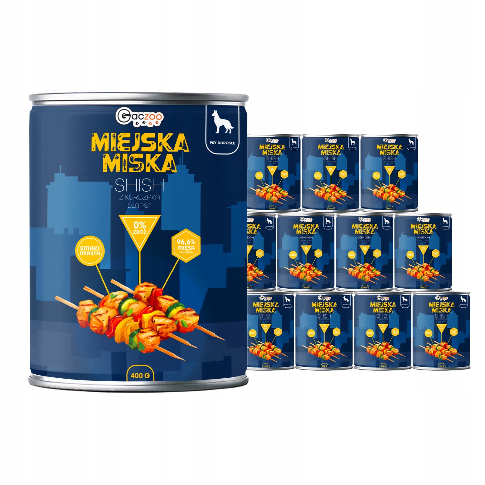 Krmivo pro psy Městská miska Gaczoo Shish s kuřecím masem 12 x 400 g