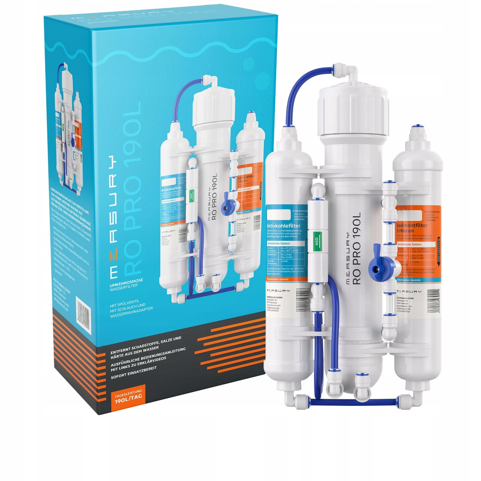 Filtr Reverzní Osmózy Measury Ro Pro 190 L Vodní Filtr Profesionální Sada