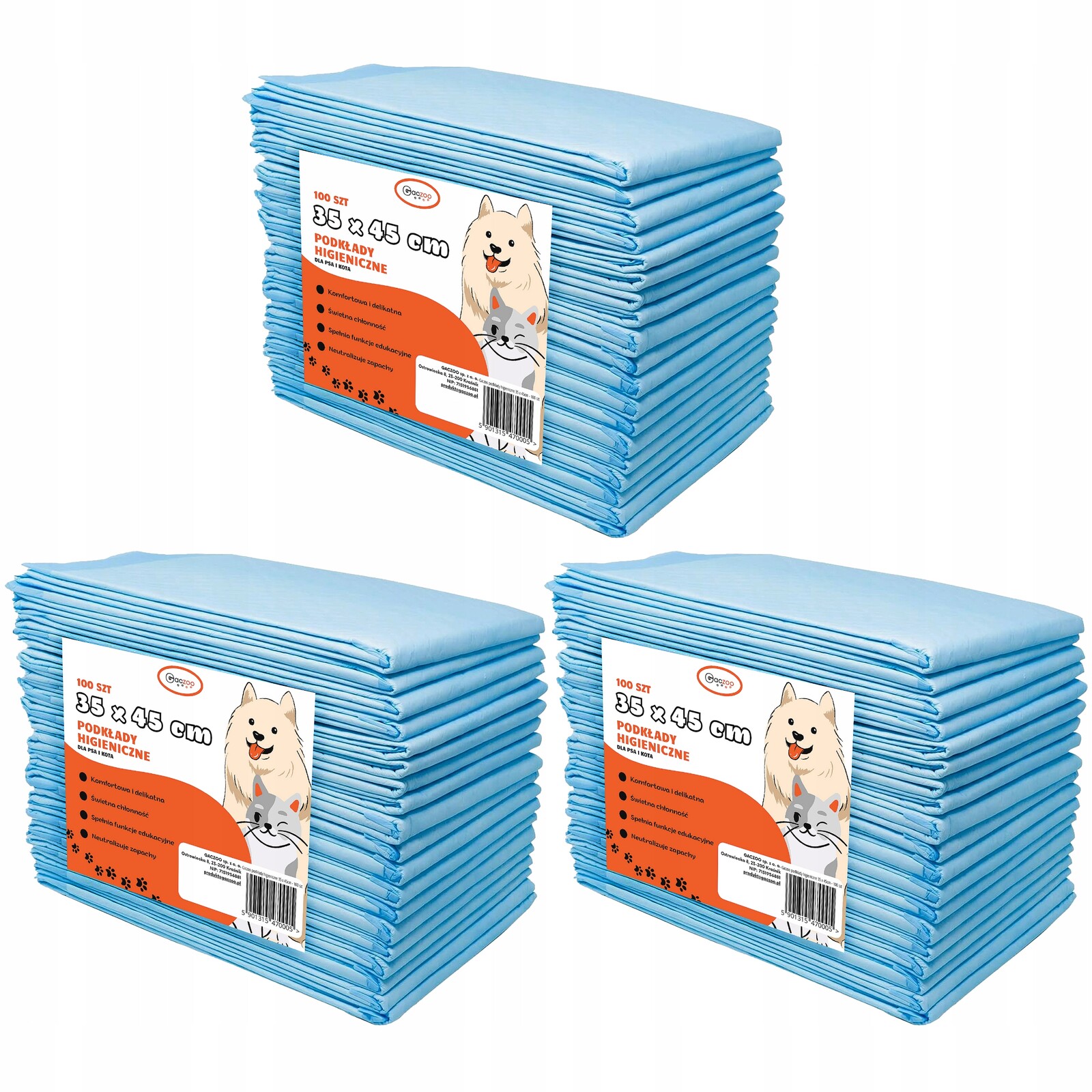 Hygienické podložky pro psa a kočku absorpční podložky 35 x 45 cm 300 ks Gaczoo