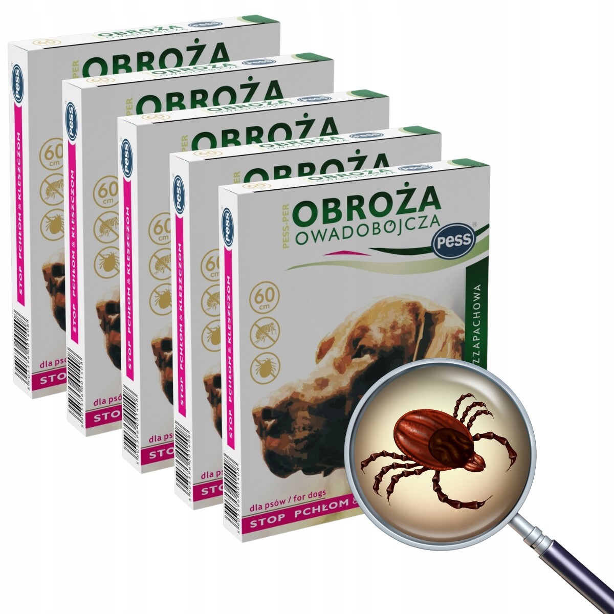 Insekticidní Obojek na blechy a klíšťata pro psa permentin Pess 60 cm x5