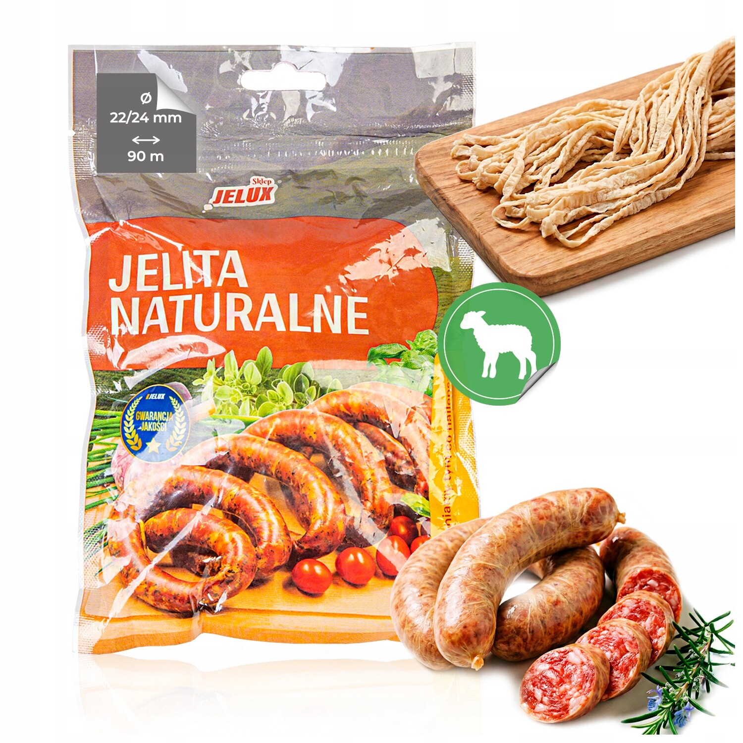 Jehněčí střívka 22/24 na kabanosy, frankfurtské párky, přírodní střívka 90 m