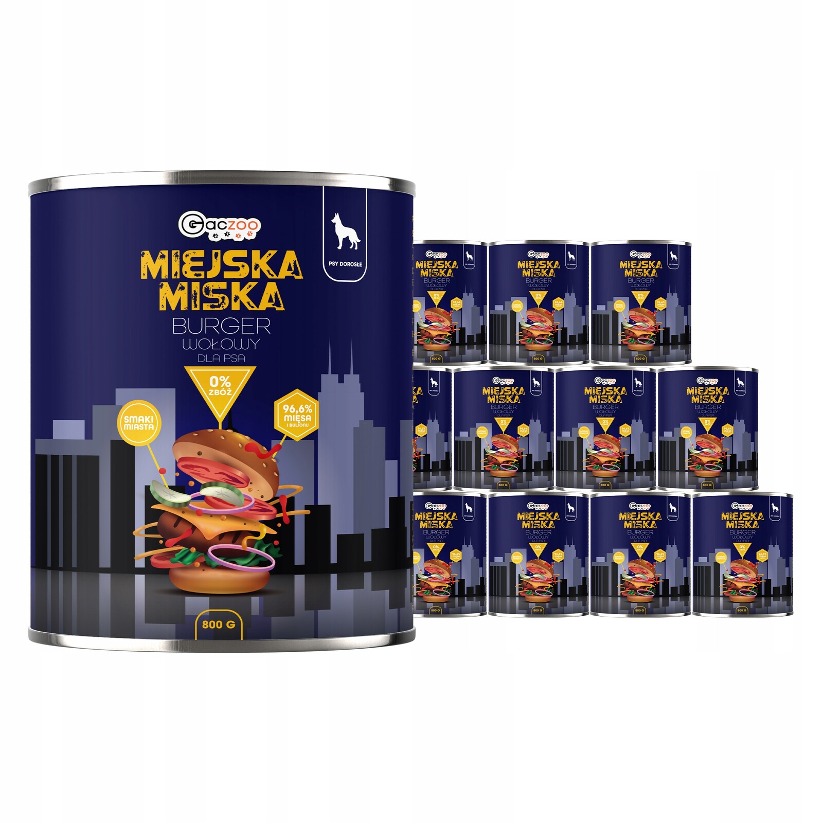 Krmivo pro psa Městská miska Gaczoo Hovězí burger 6 x 800 g bez obilovin