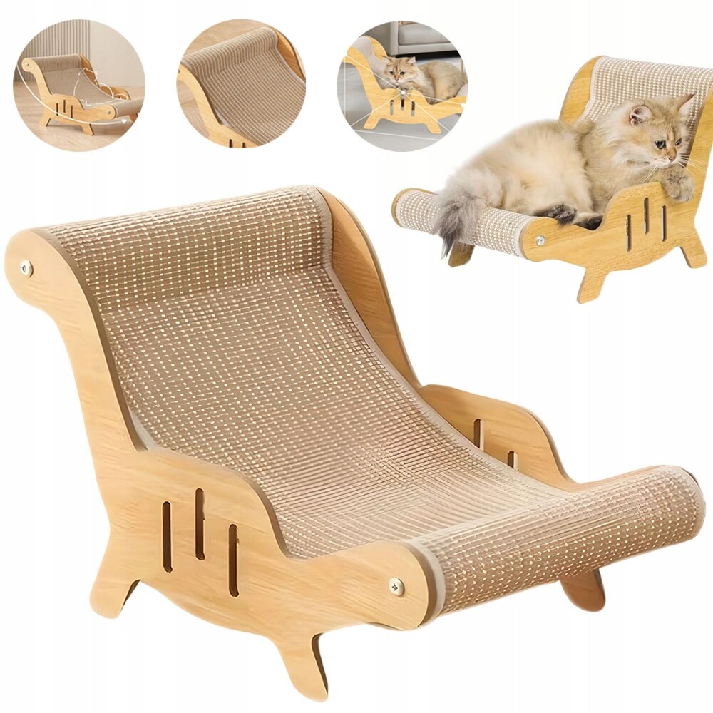 Multifunkční dřevěné škrabadlo Sisalové lano pro domácí kočky Lehátko pro kočky