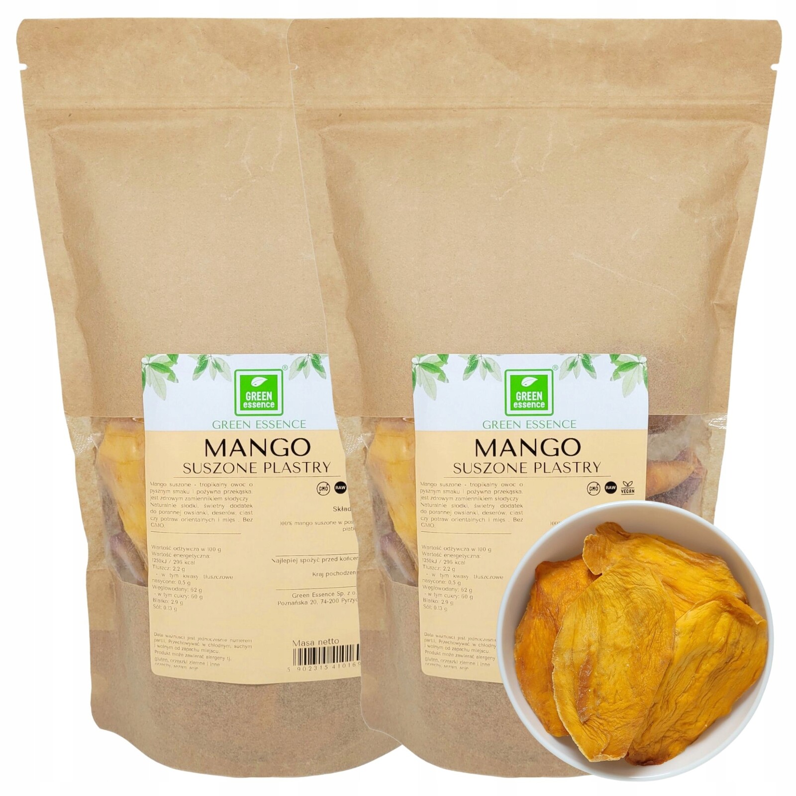 Mango Plátky 500 g x2 svačinka velké sušené vločky bez cukru přírodní