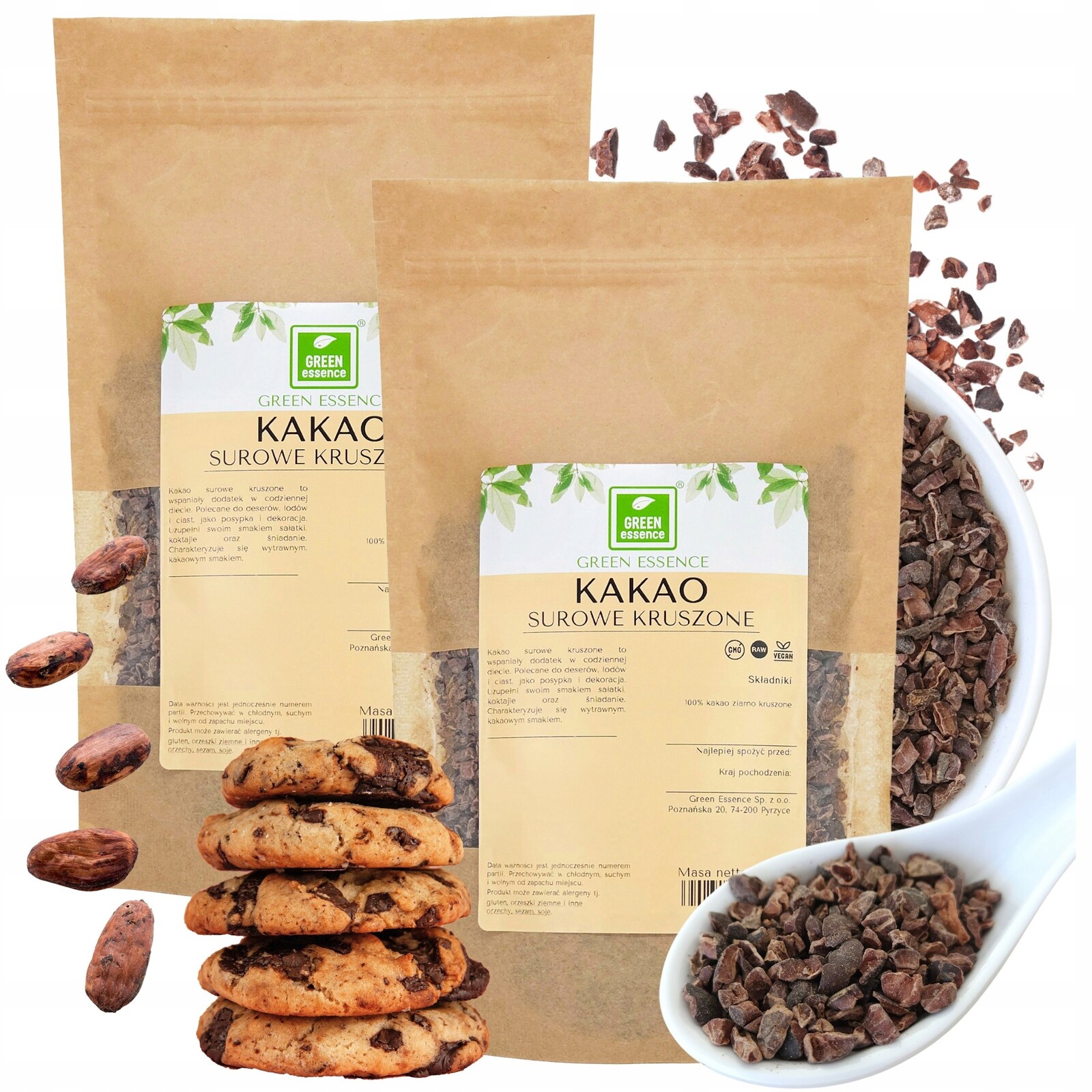 Krušené Kakao Surové zrno 500g kakaové boby bez cukru přírodní nibsy