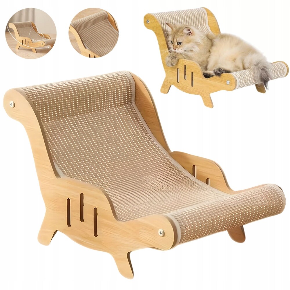 Dřevěný sisalový škrabák pro kočky – kompaktní do obývacího pokoje a ložnice