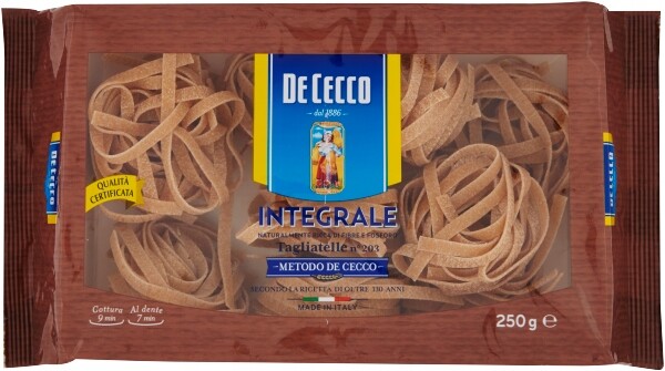 5X De Cecco Tagliatelle Integrali 250 Gr těstoviny celozrnné italský