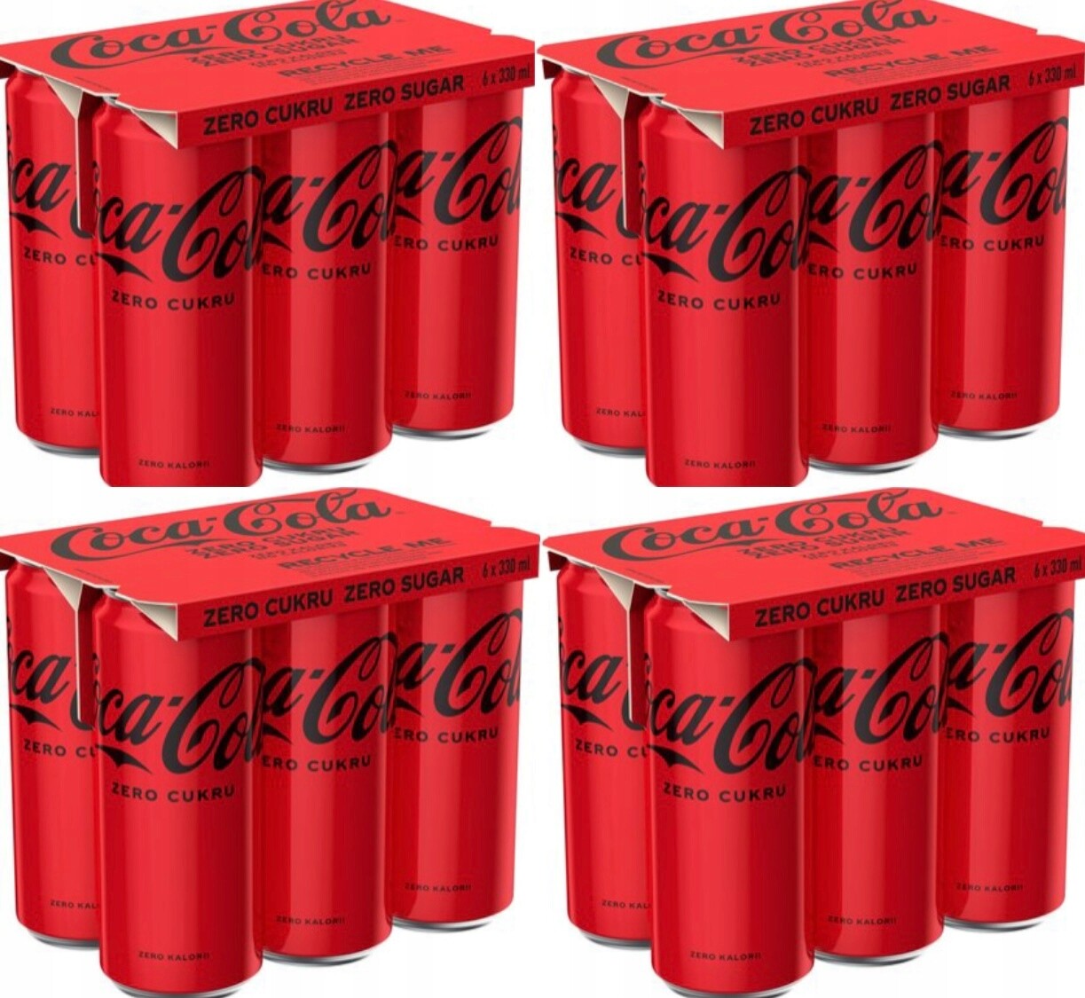 24x Coca-cola 0,33 L Zero cukru úzká plechovka slim 330 ml Sycený Nápoj