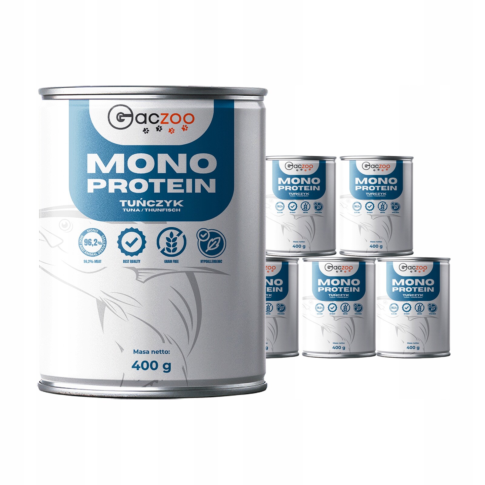 Krmivo pro psy Gaczoo Mono Protein Tuňák 6 x 400 g, hypoalergenní