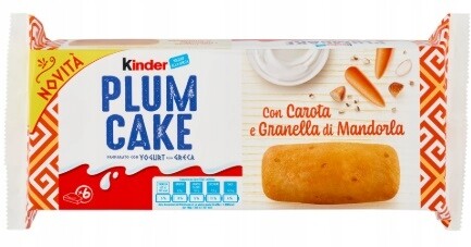 4x Piškoty Plum Cake s jogurtem, mrkví a italskými mandlemi192gKinder