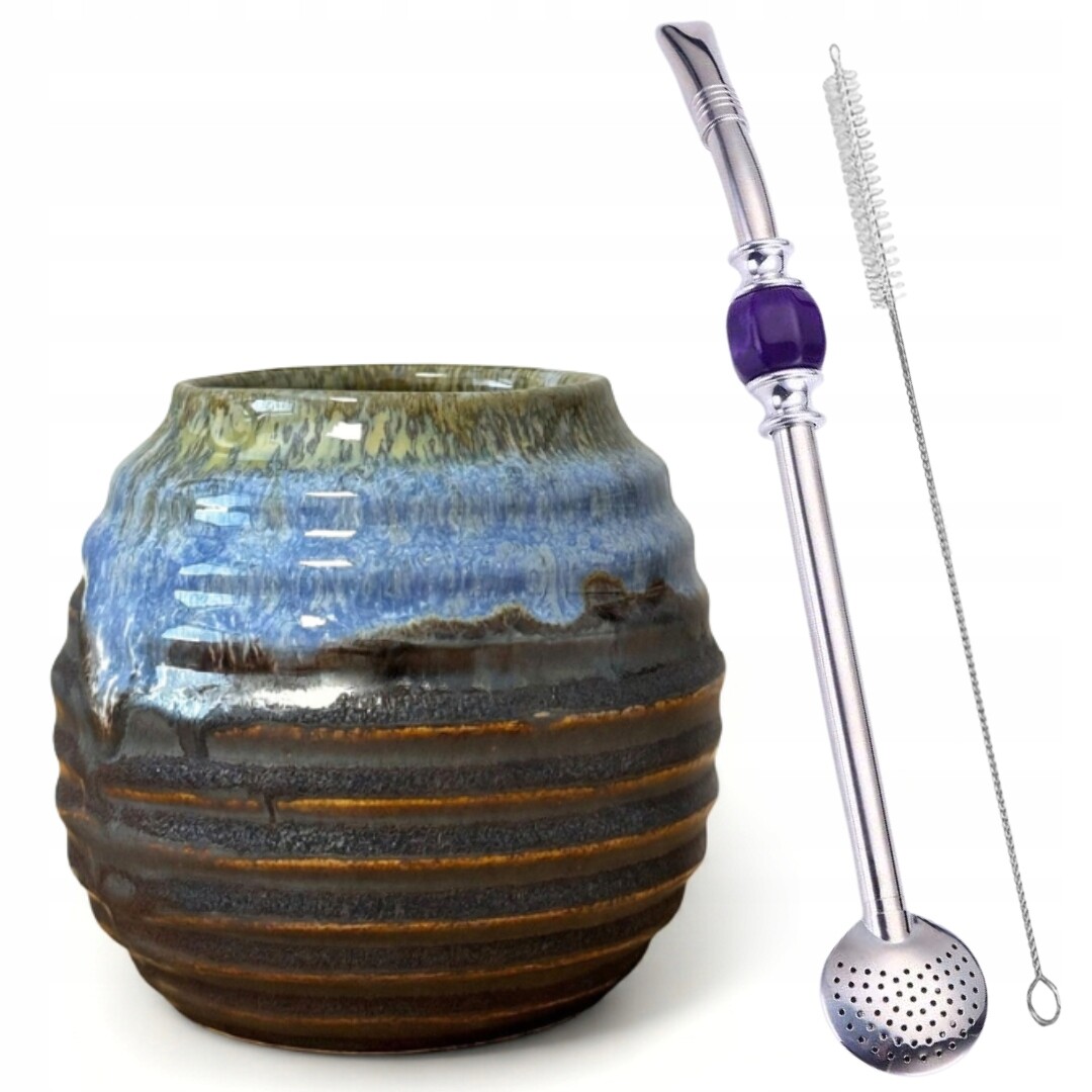 Prémiová sada! Tykev Umělecký hrnek pro Yerba Mate Bombilla