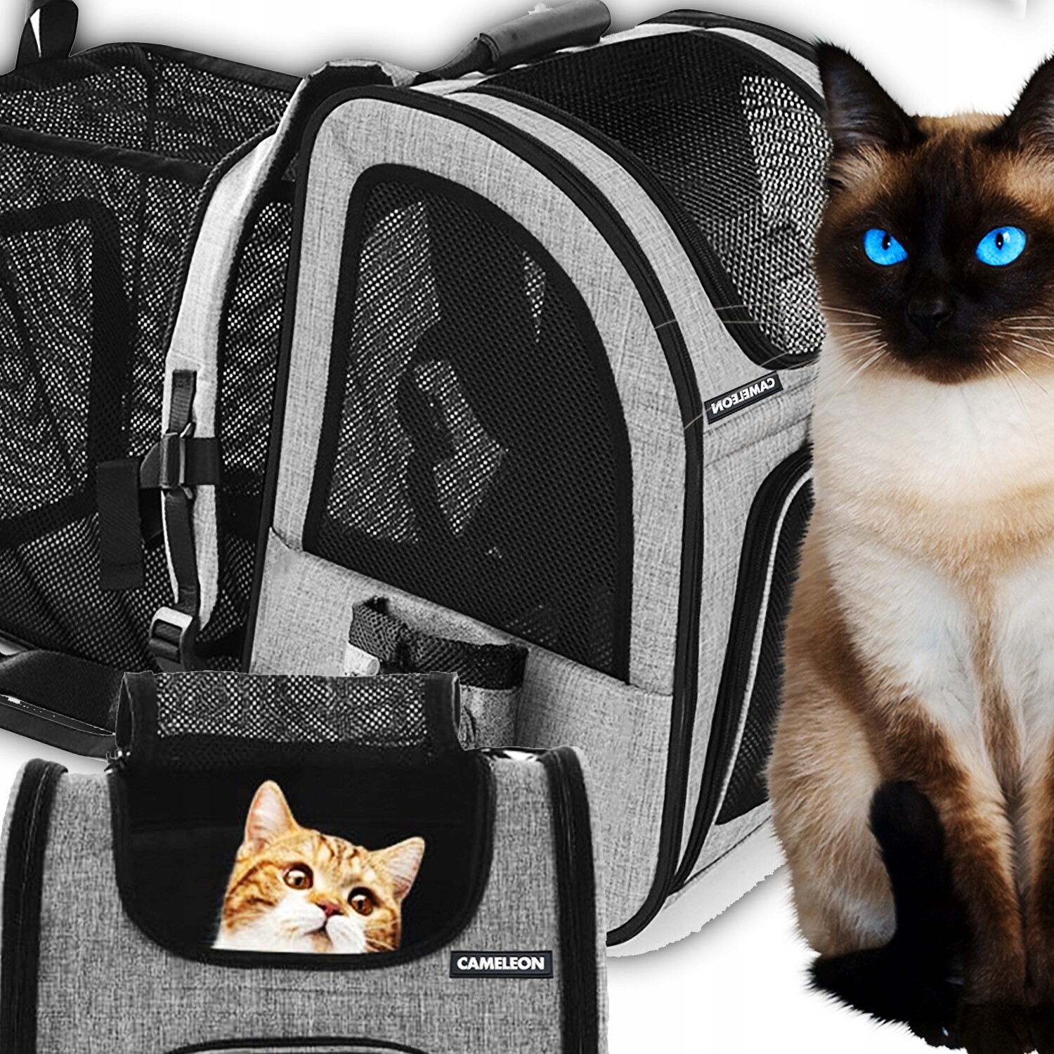 Batoh přepravka pro psa kočku, materiál, odstíny šedé se síťkou, prostorný
