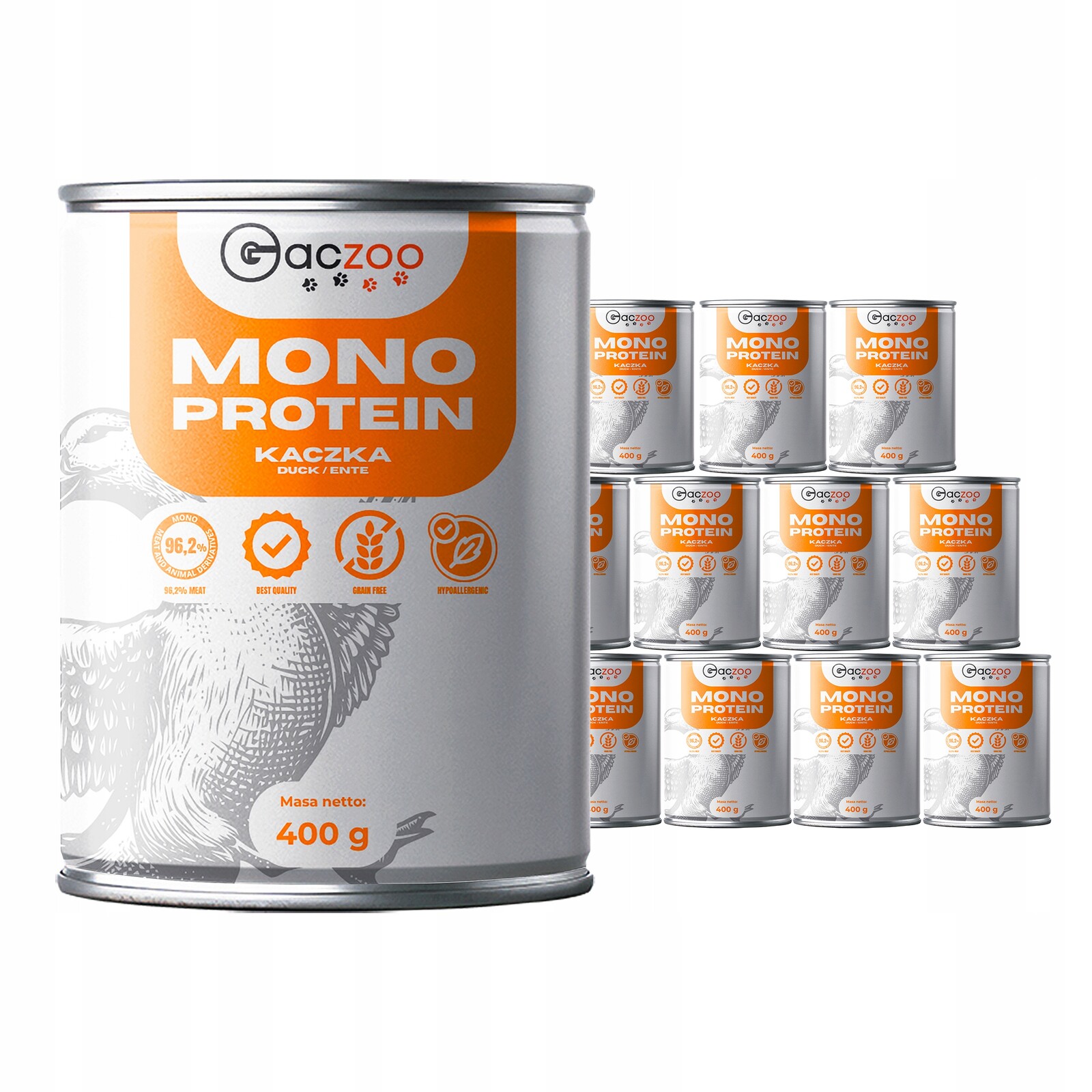 Krmivo pro psy Gaczoo Mono Protein Kachna 12 x 400 g hypoalergenní