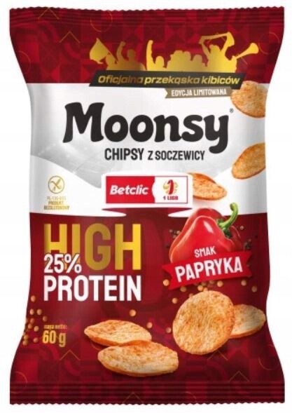 Moonsy Chipsy z Čočky s paprikovou příchutí Bezlepkové bílkoviny 60 g 12 Ks