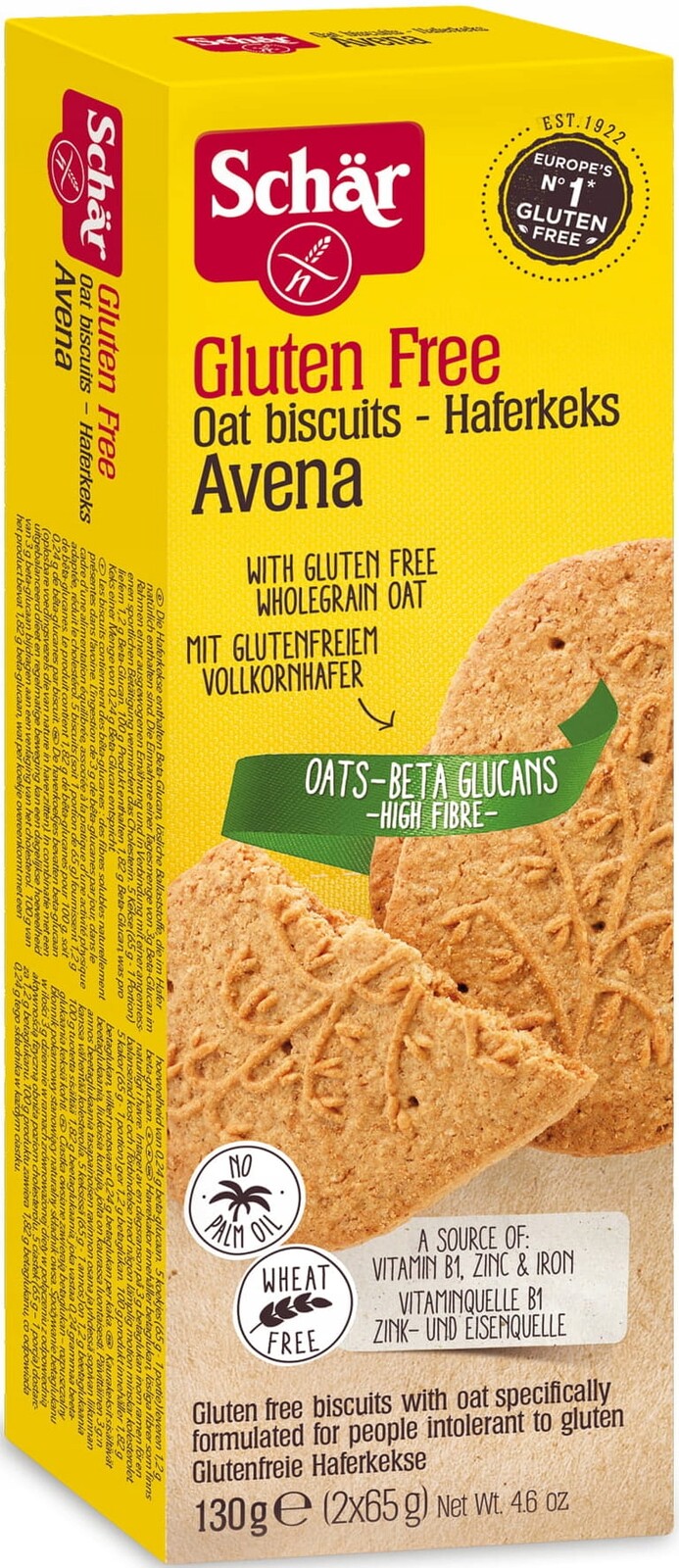 5 x Schar Ovesné sušenky Avena bezlepkové 130 g