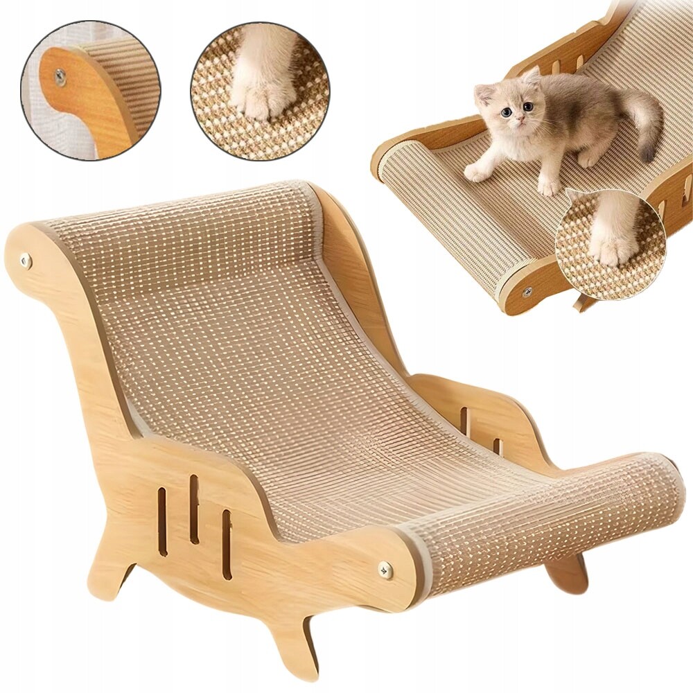 Kompaktní škrabadlo z přírodního dřeva – ochrana nábytku před kočkami Lehátko pro kočky