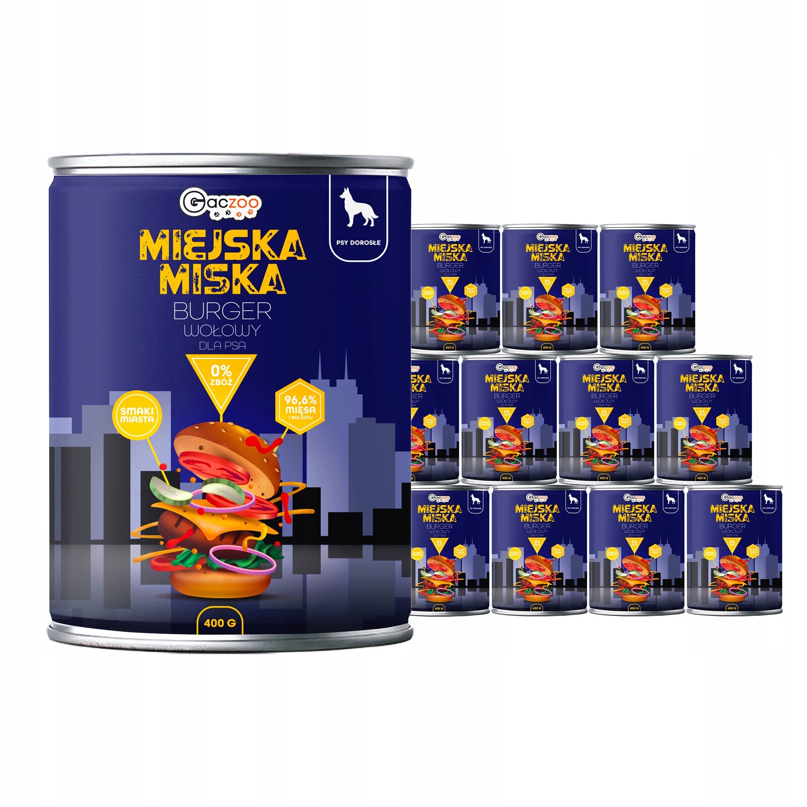 Krmivo pro psa Městská miska Gaczoo Hovězí burger 6 x 400 g bez obilovin